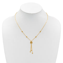 14K Polished Fancy Filigree Circles Dangle Necklace