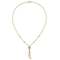 14K Polished Fancy Filigree Circles Dangle Necklace