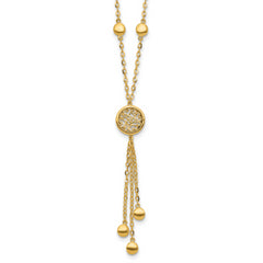 14K Polished Fancy Filigree Circles Dangle Necklace