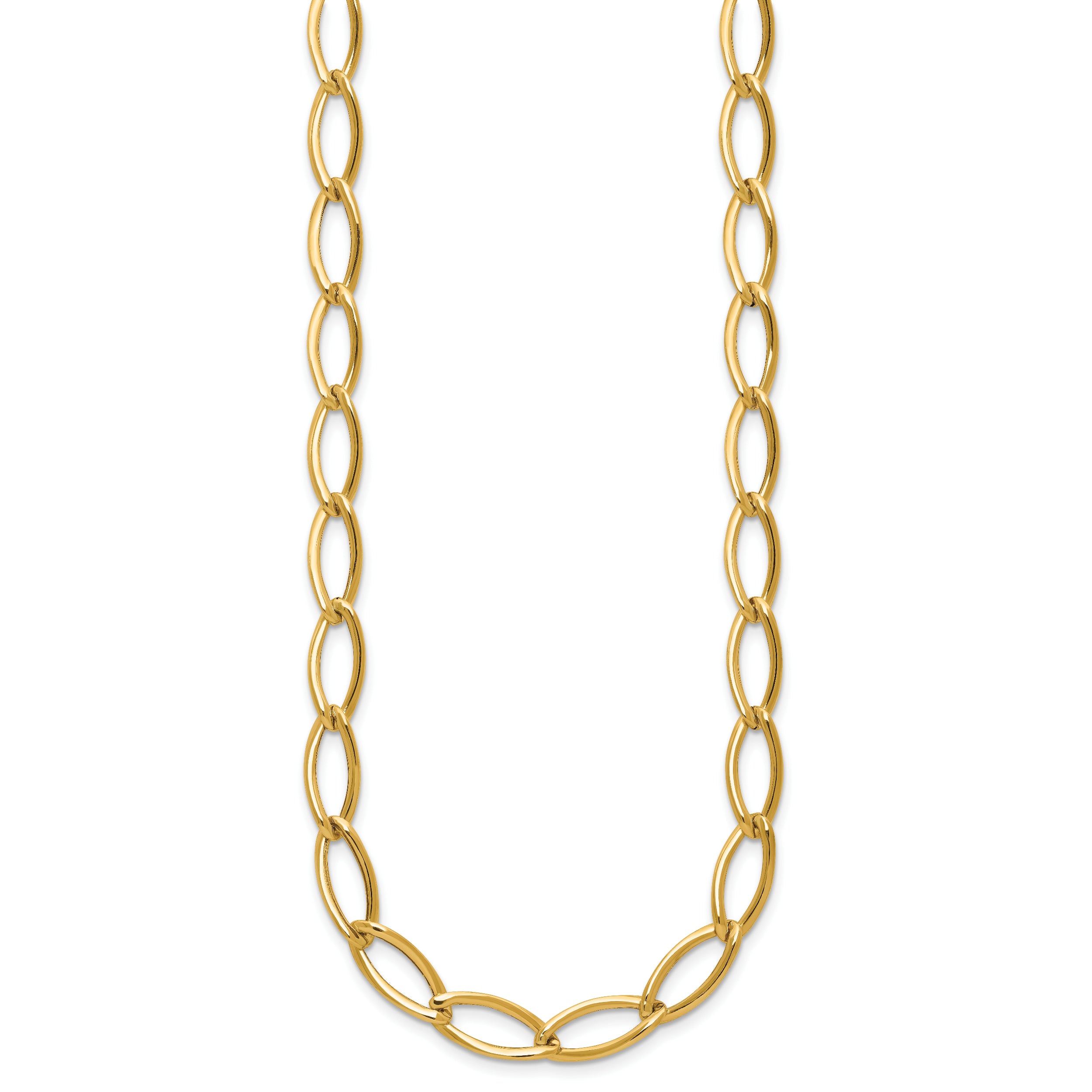 14K Polished Fancy Oval Link Necklace