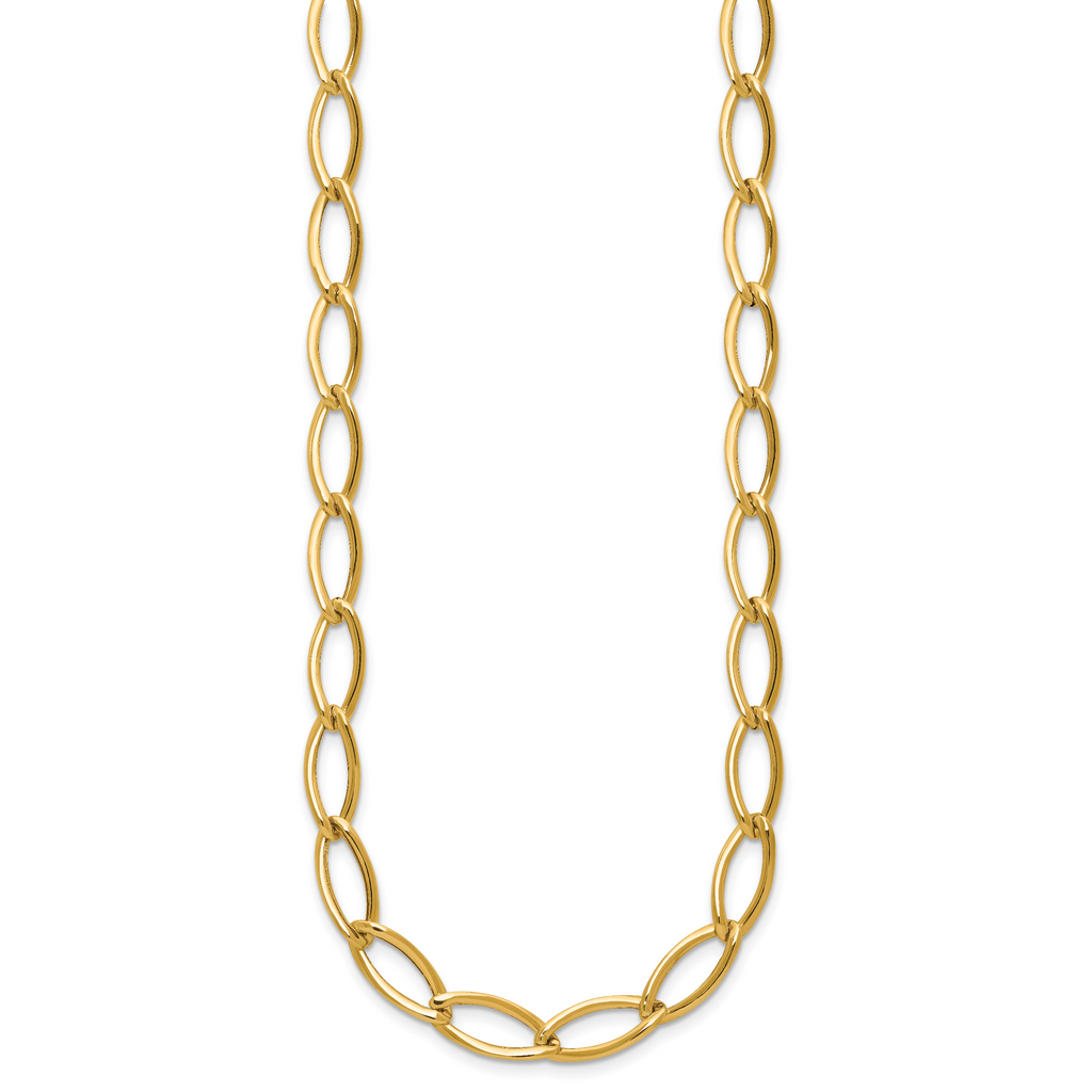 14K Polished Fancy Oval Link Necklace