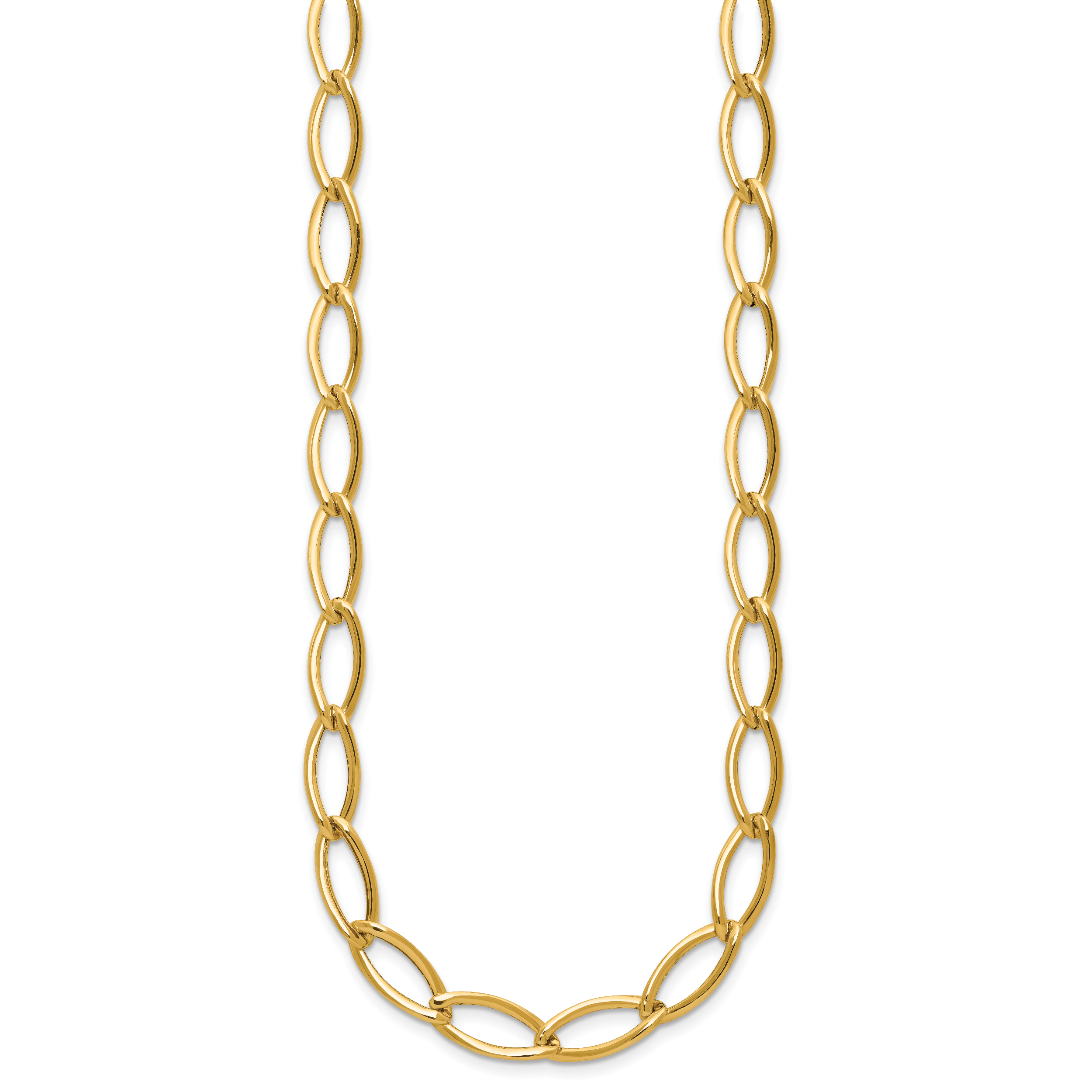 14K Polished Fancy Oval Link Necklace