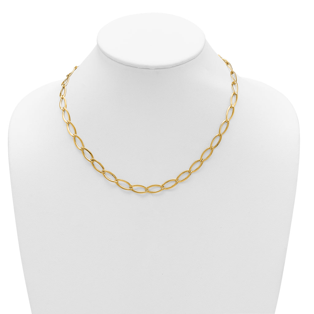 14K Polished Fancy Oval Link Necklace