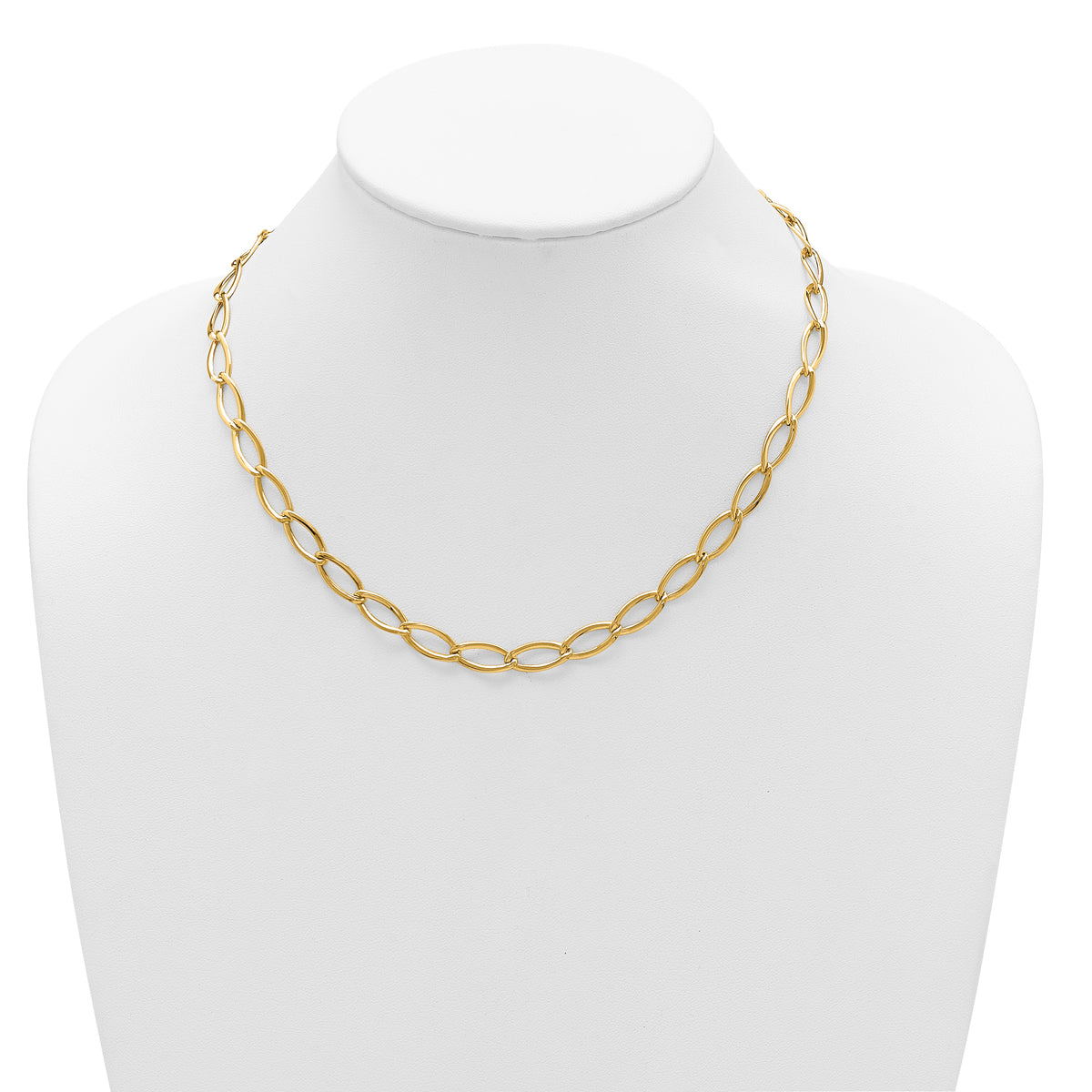 14K Polished Fancy Oval Link Necklace
