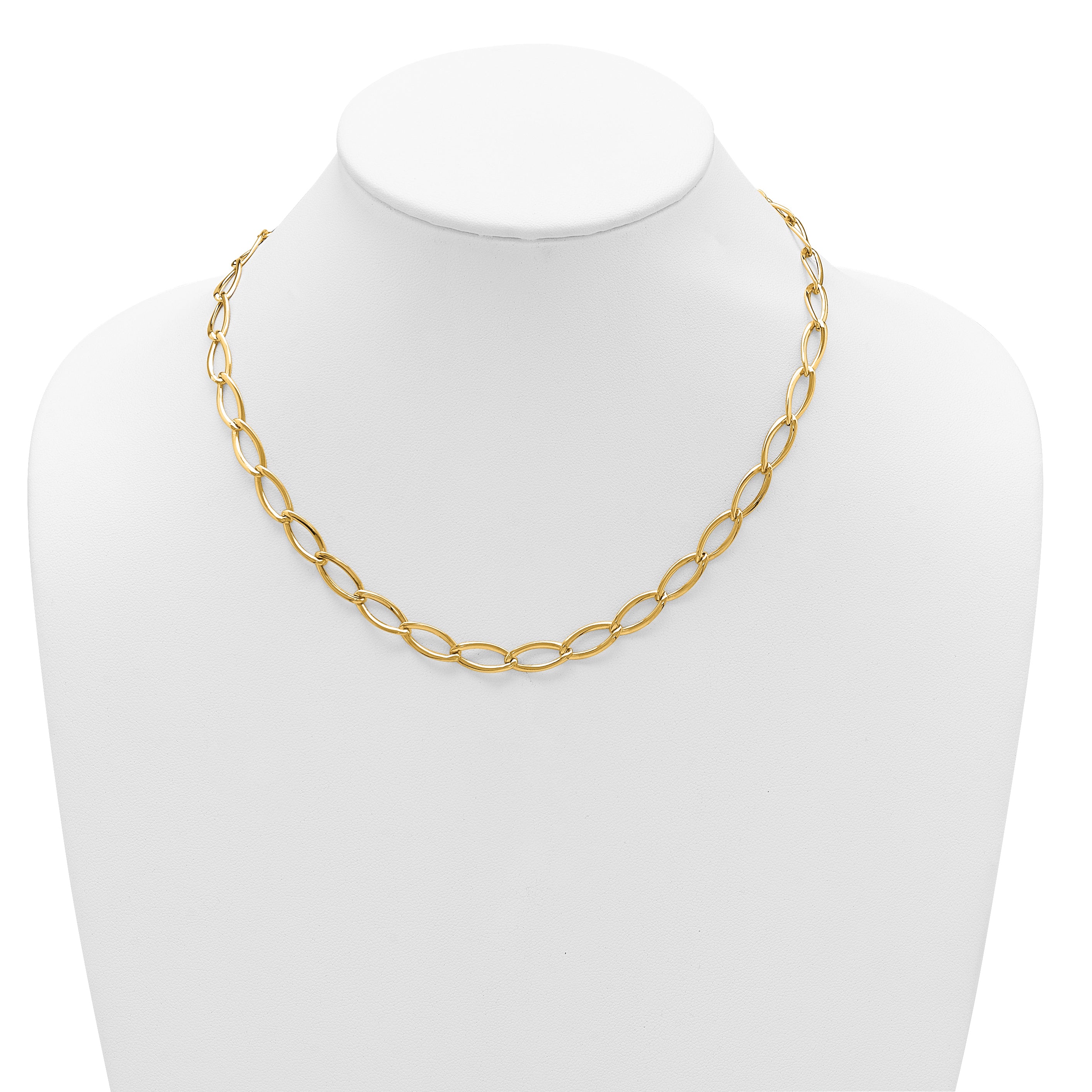 14K Polished Fancy Oval Link Necklace