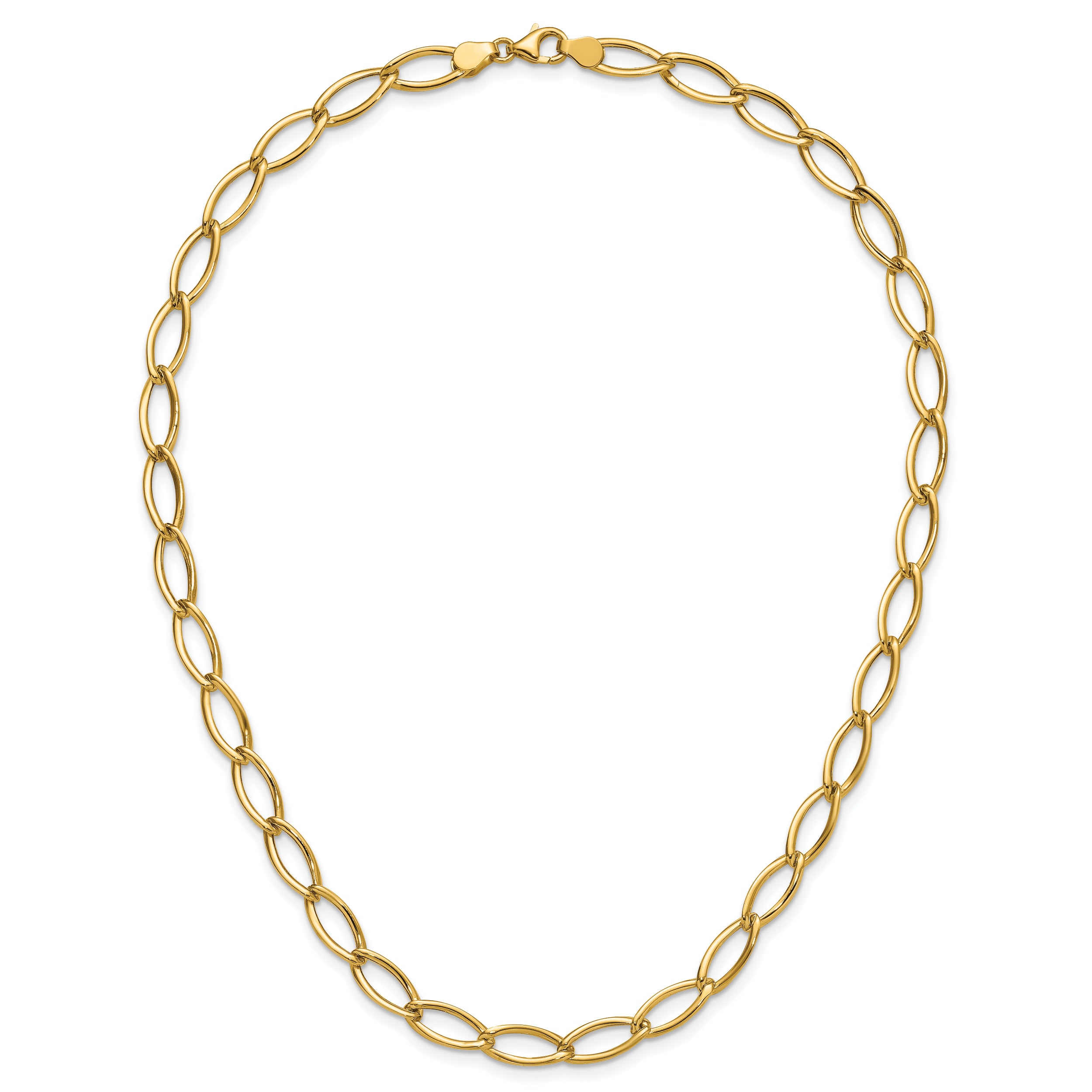 14K Polished Fancy Oval Link Necklace