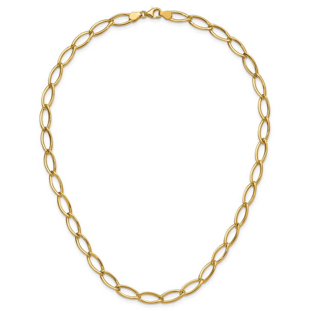 14K Polished Fancy Oval Link Necklace