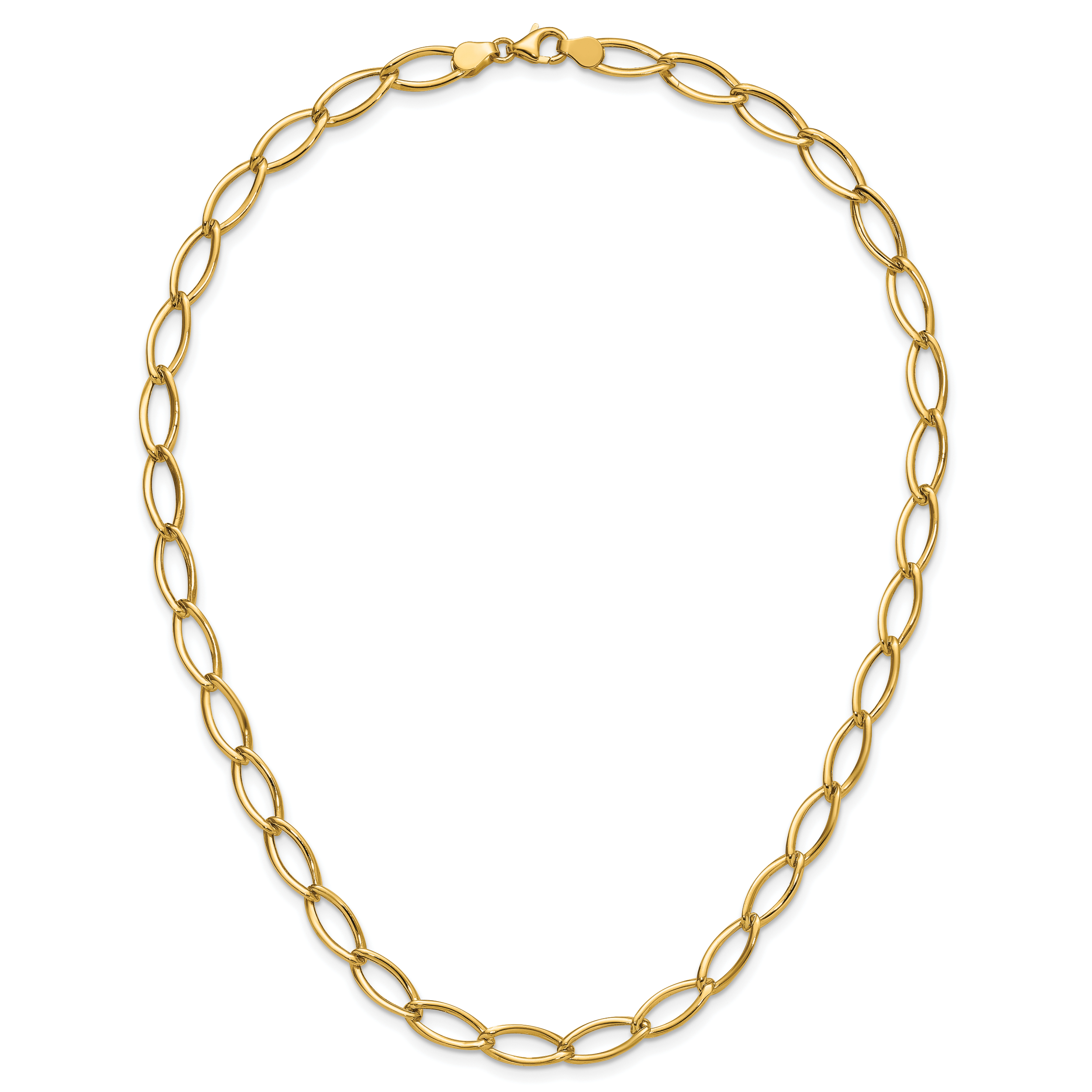 14K Polished Fancy Oval Link Necklace