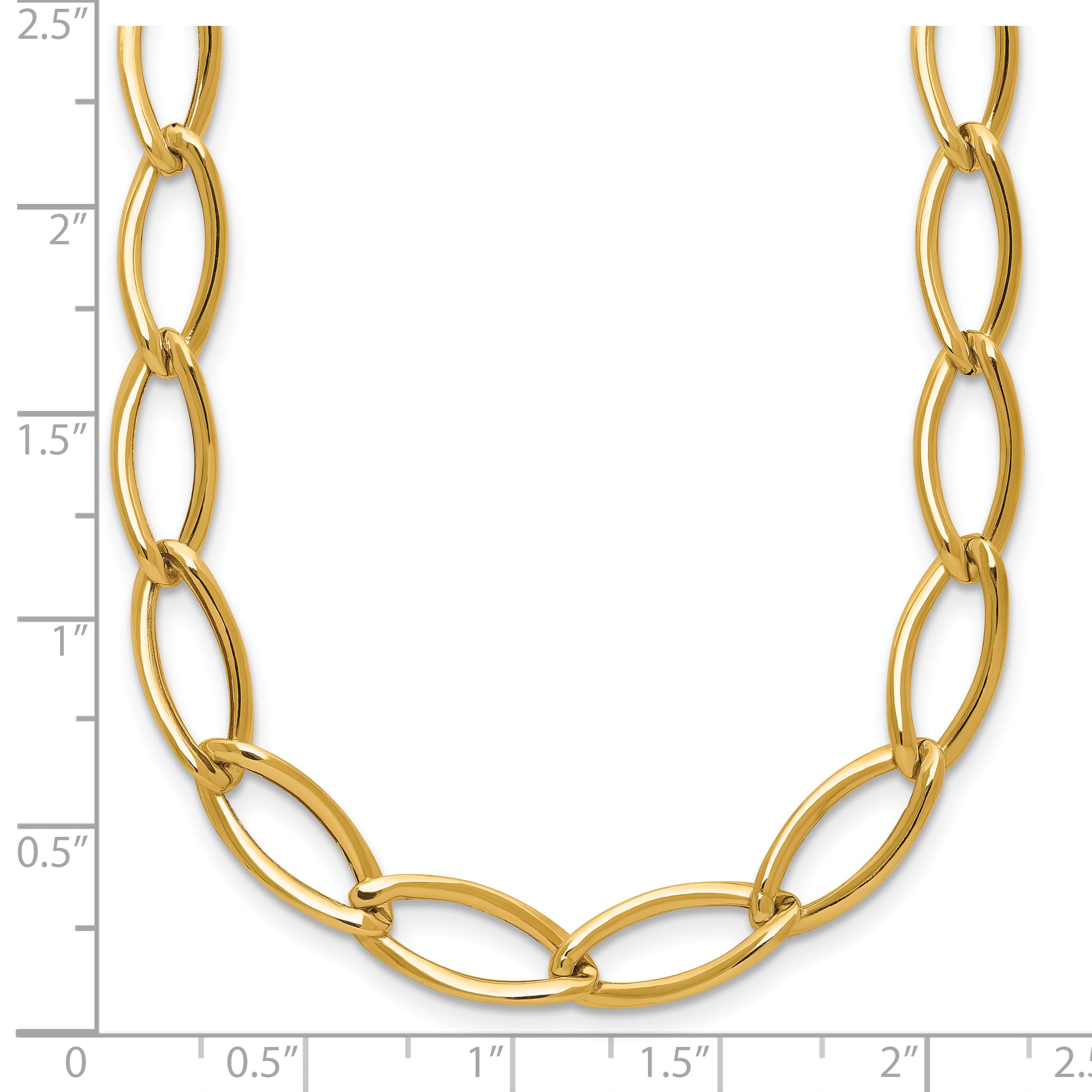 14K Polished Fancy Oval Link Necklace