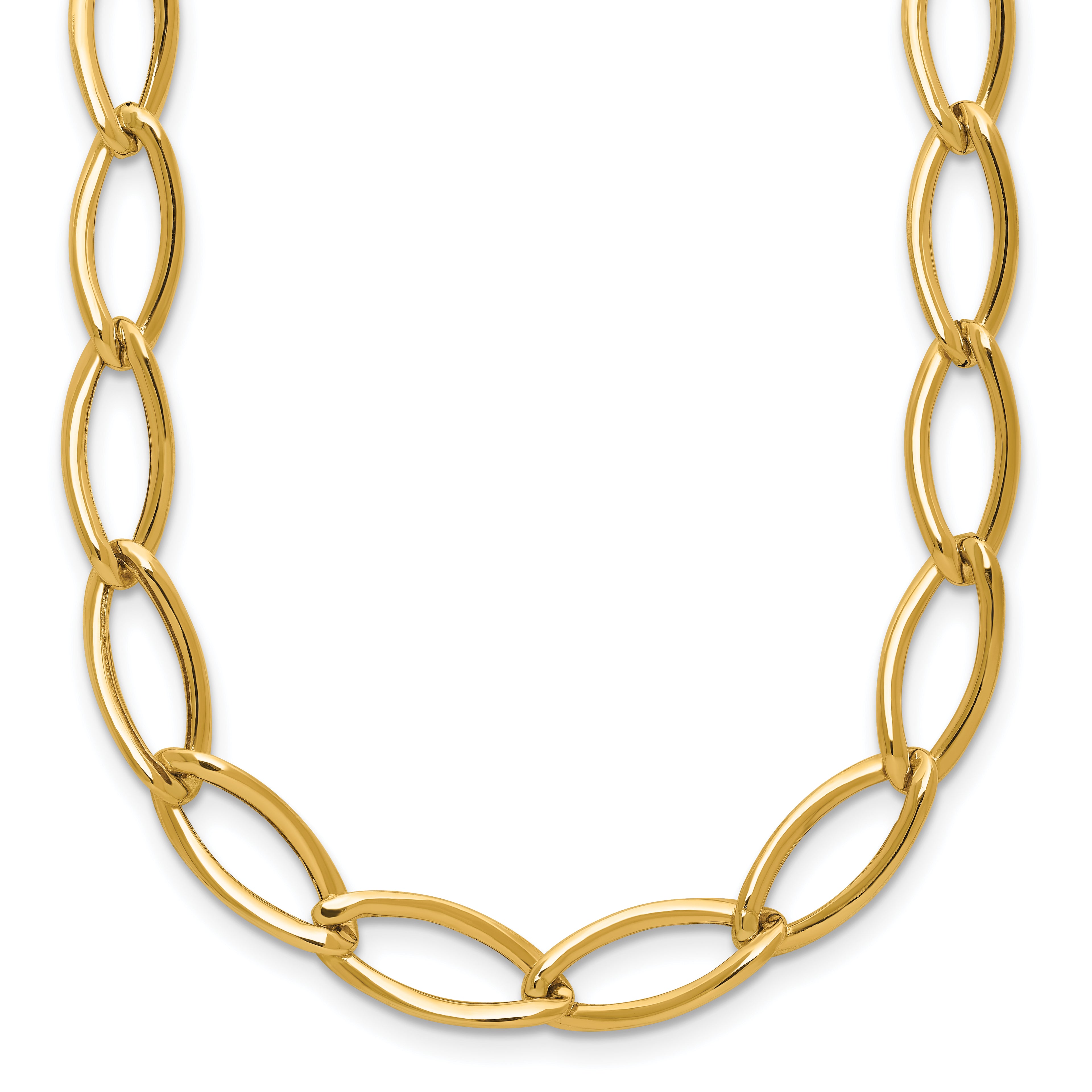 14K Polished Fancy Oval Link Necklace