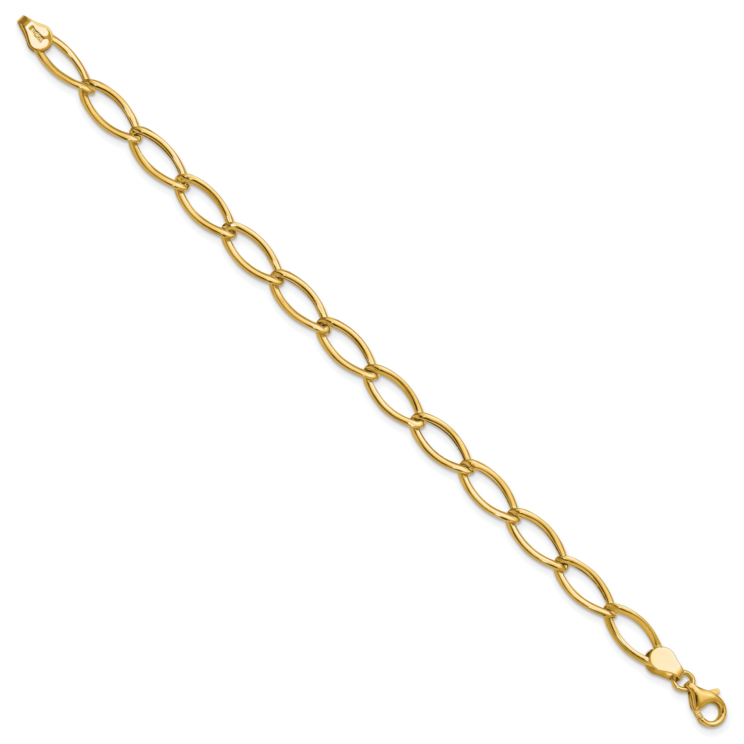 14K Polished Fancy Oval Link Bracelet