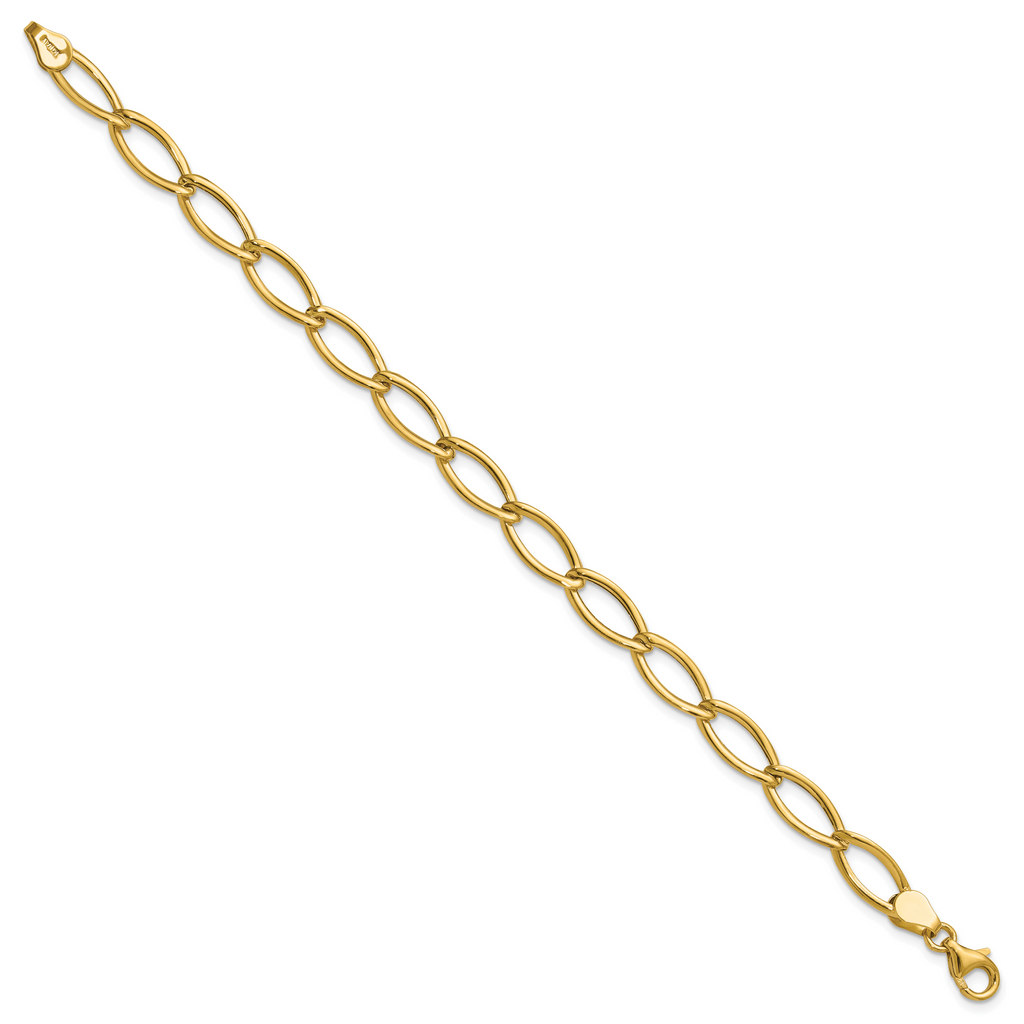 14K Polished Fancy Oval Link Bracelet