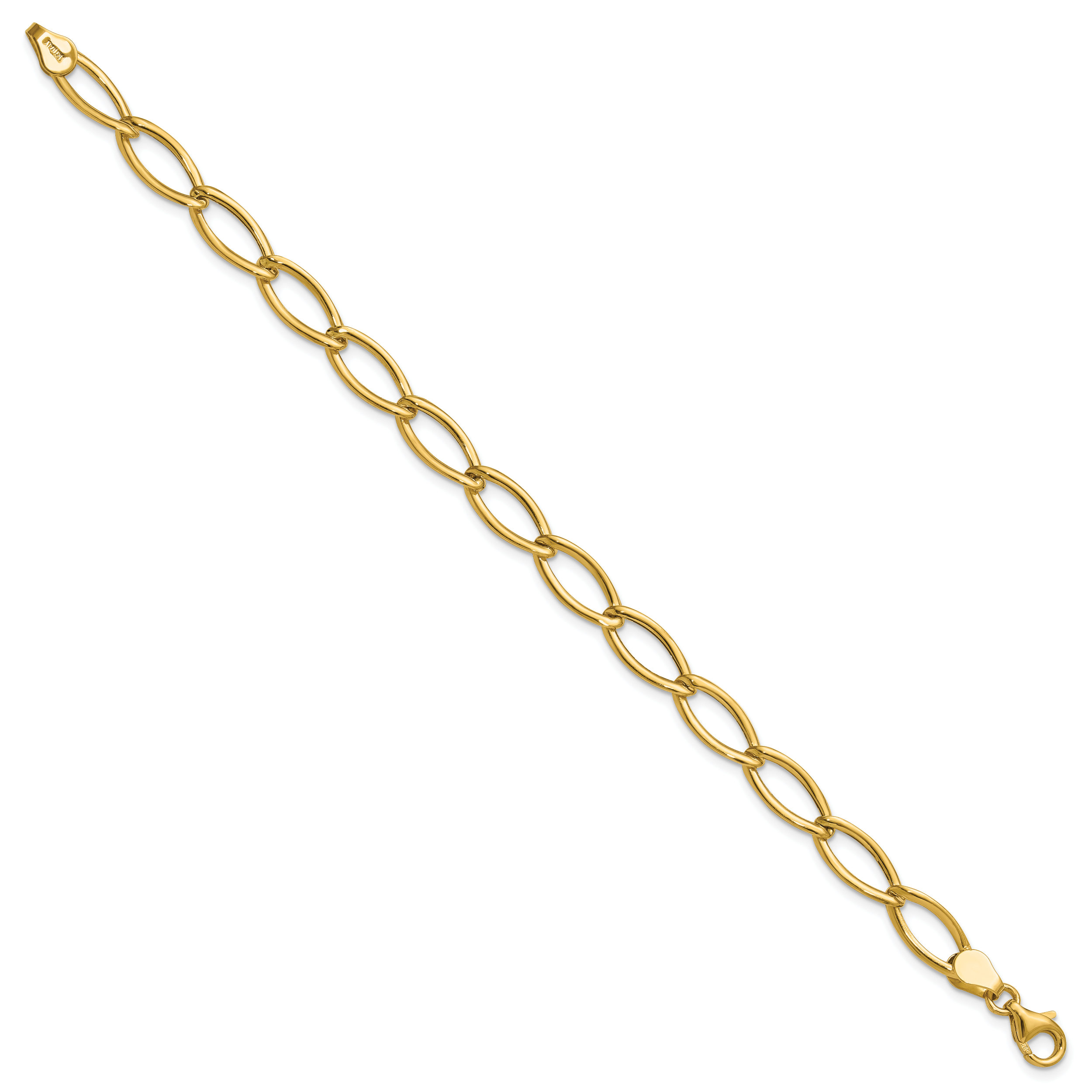 14K Polished Fancy Oval Link Bracelet