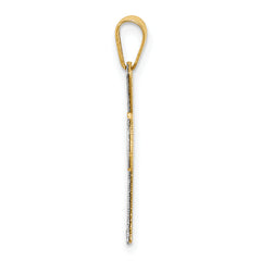 14K Two-tone Polished / Dia-cut Cross Pendant