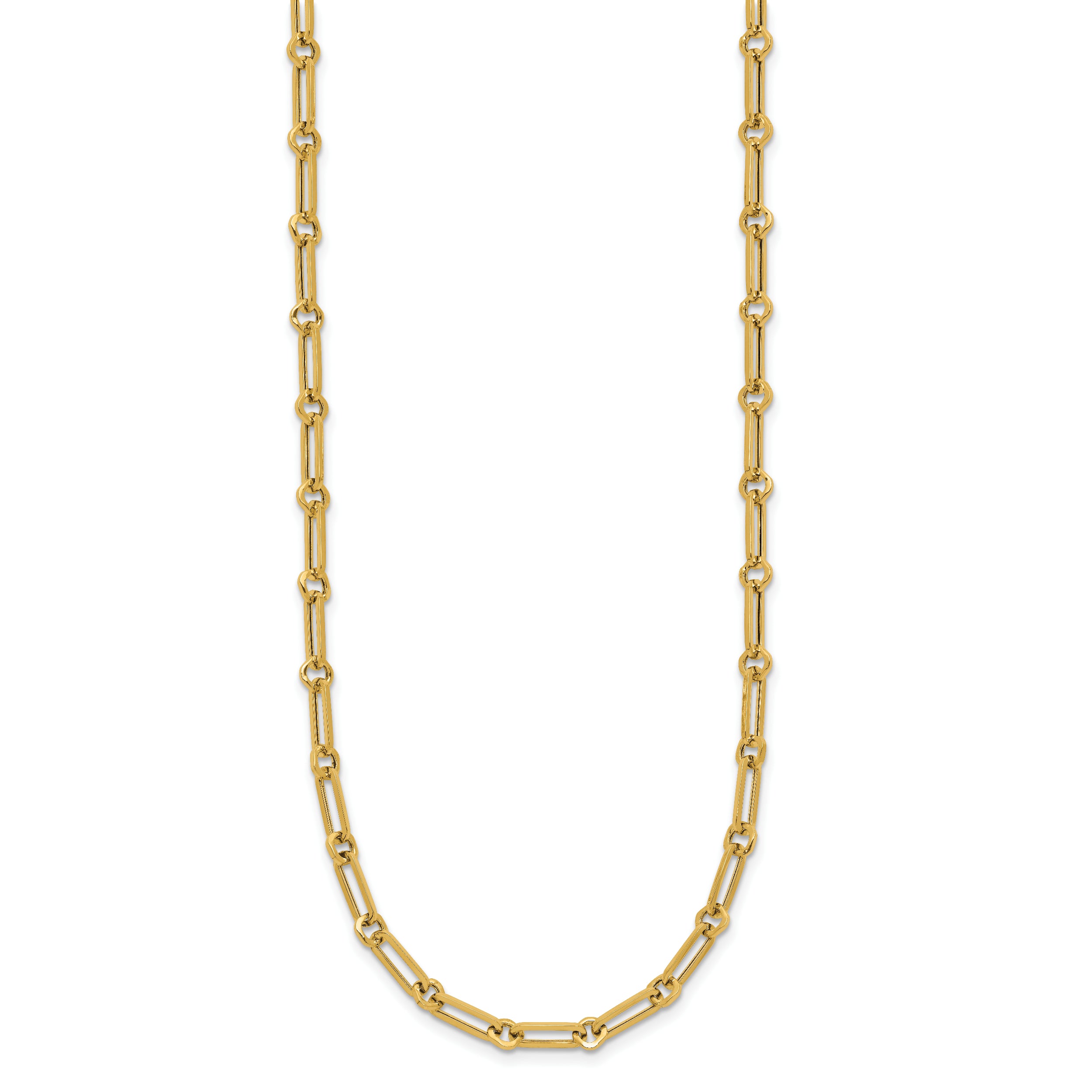 14K Polished Fancy Paperclip Link Necklace