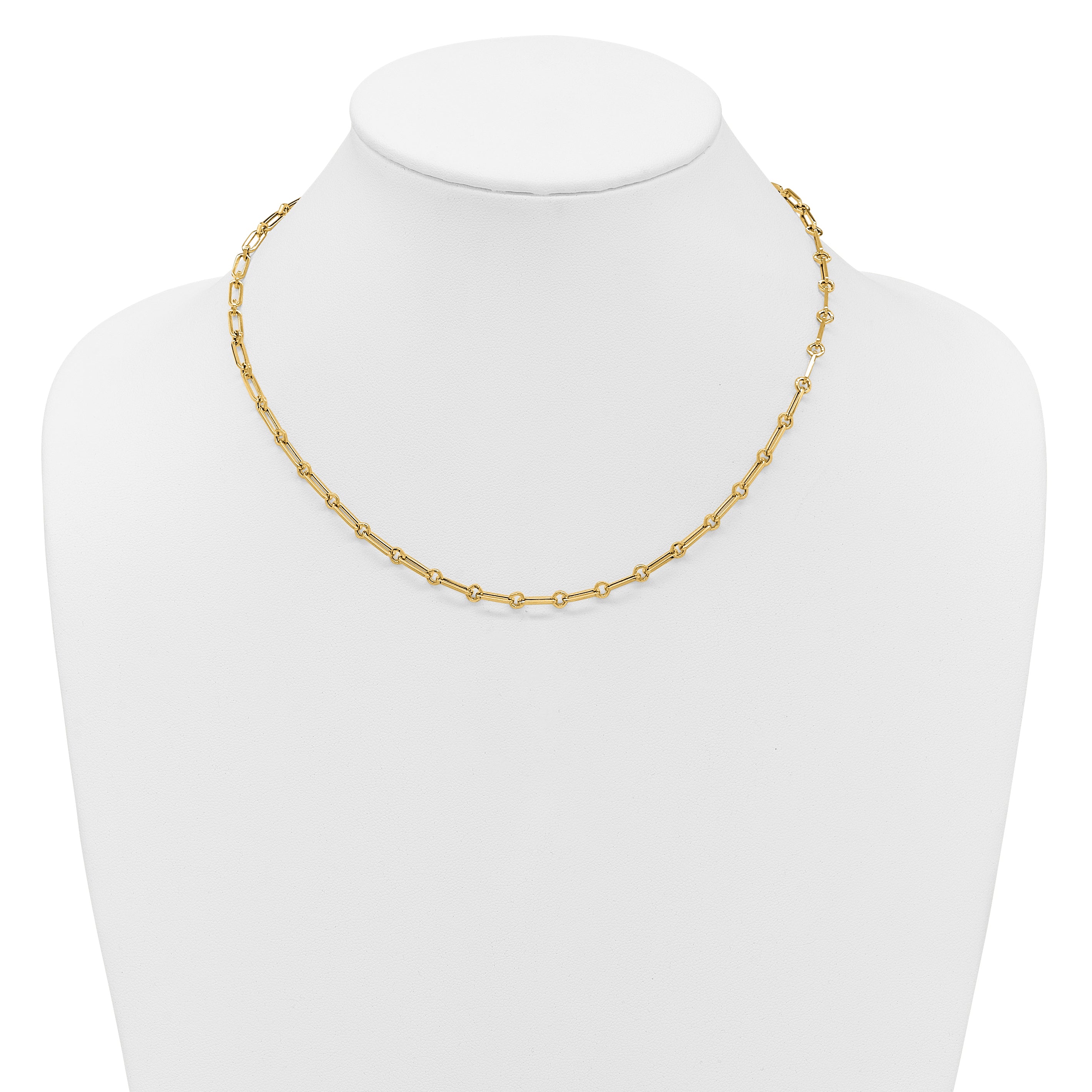 14K Polished Fancy Paperclip Link Necklace