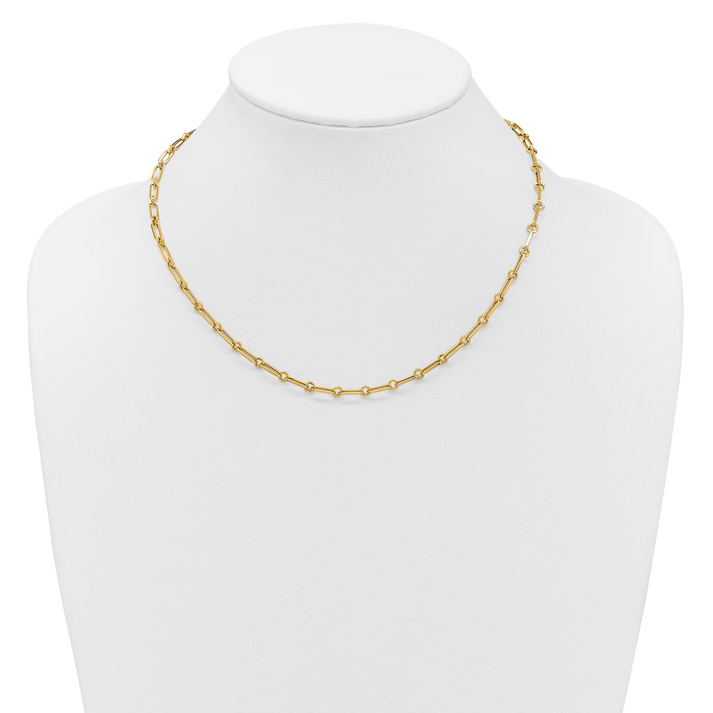 14K Polished Fancy Paperclip Link Necklace