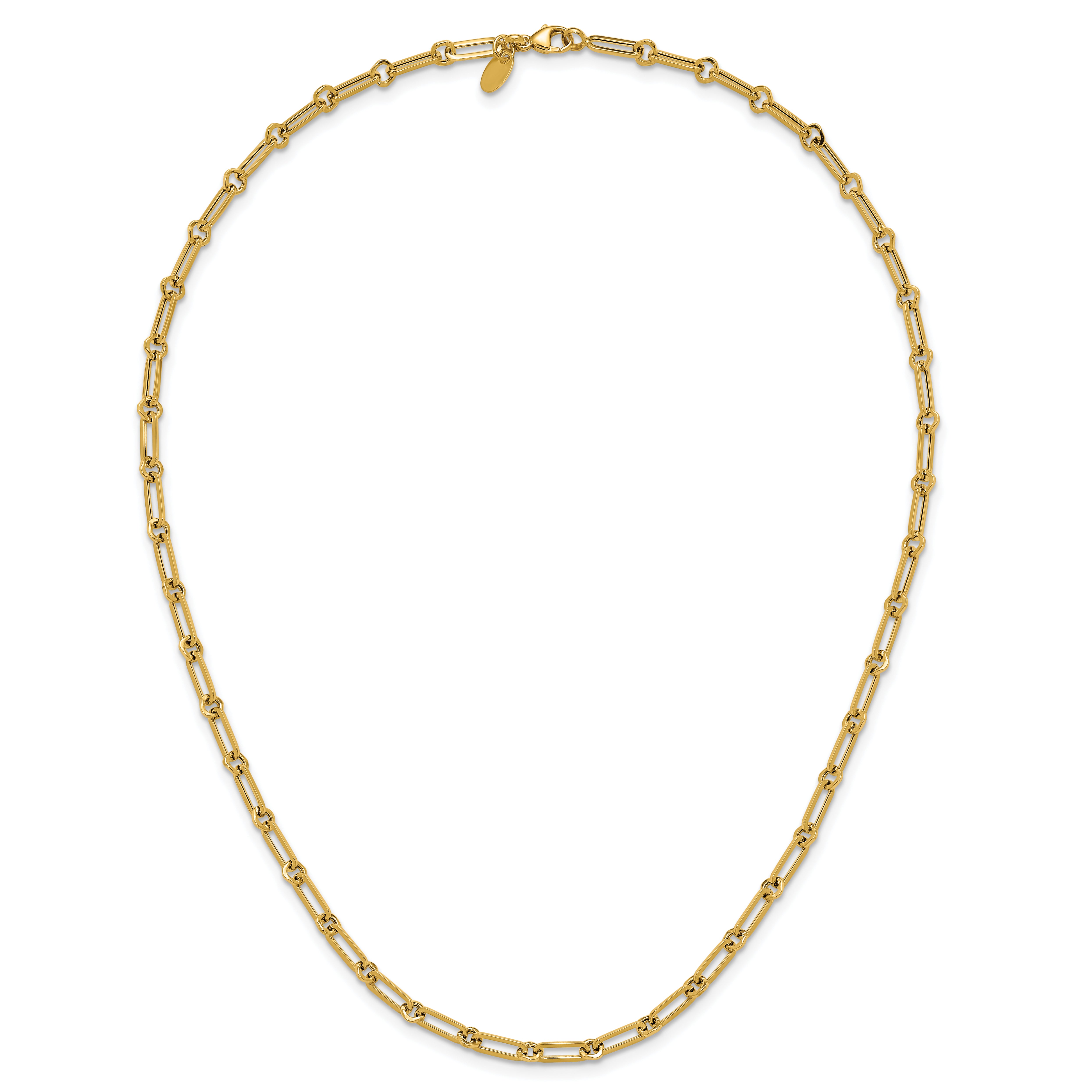 14K Polished Fancy Paperclip Link Necklace