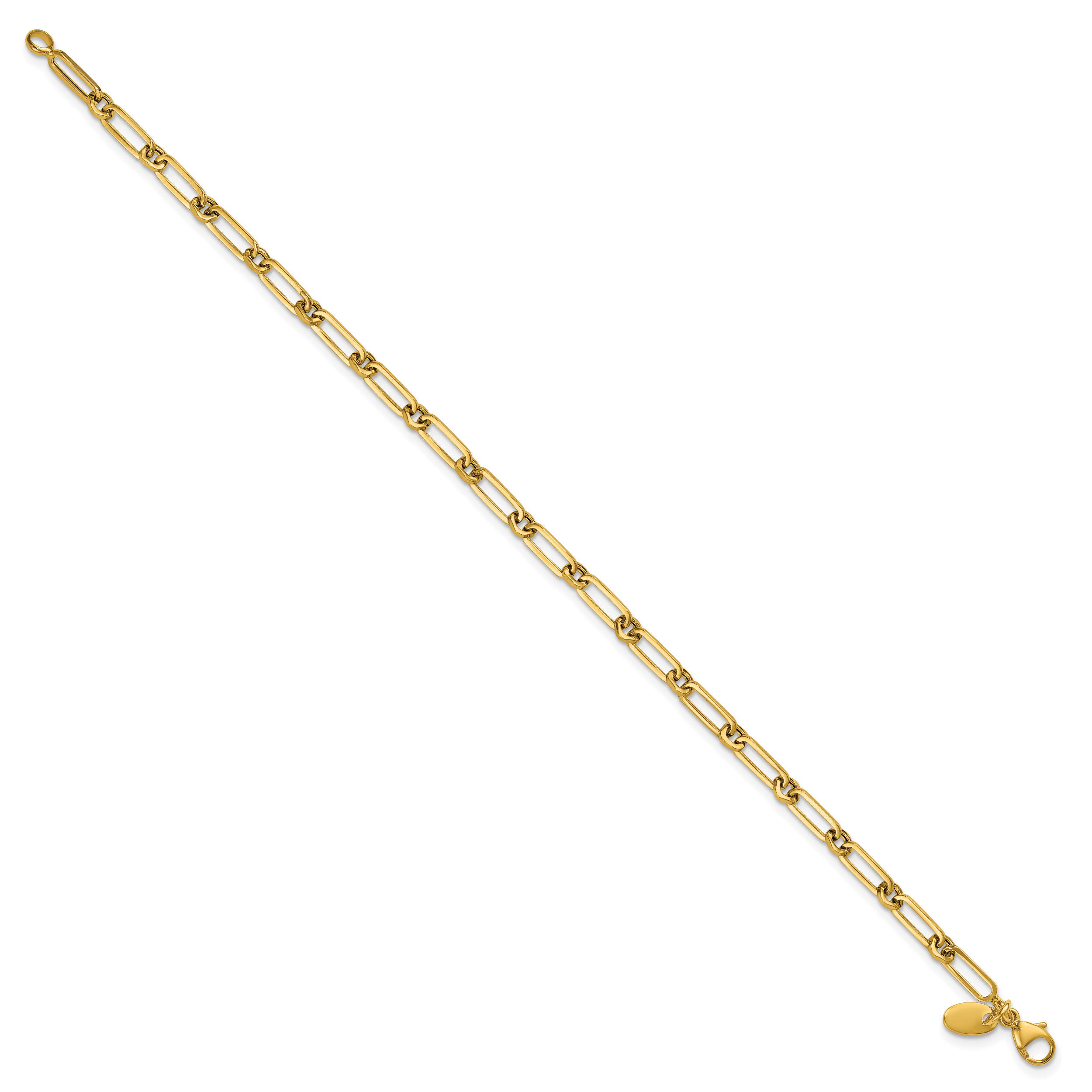 14K Polished Fancy Paperclip Link Bracelet