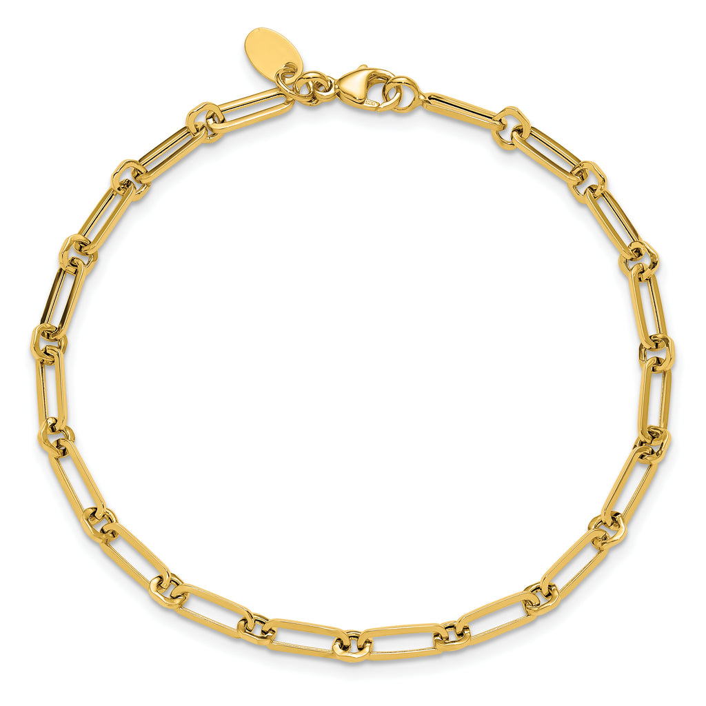 14K Polished Fancy Paperclip Link Bracelet