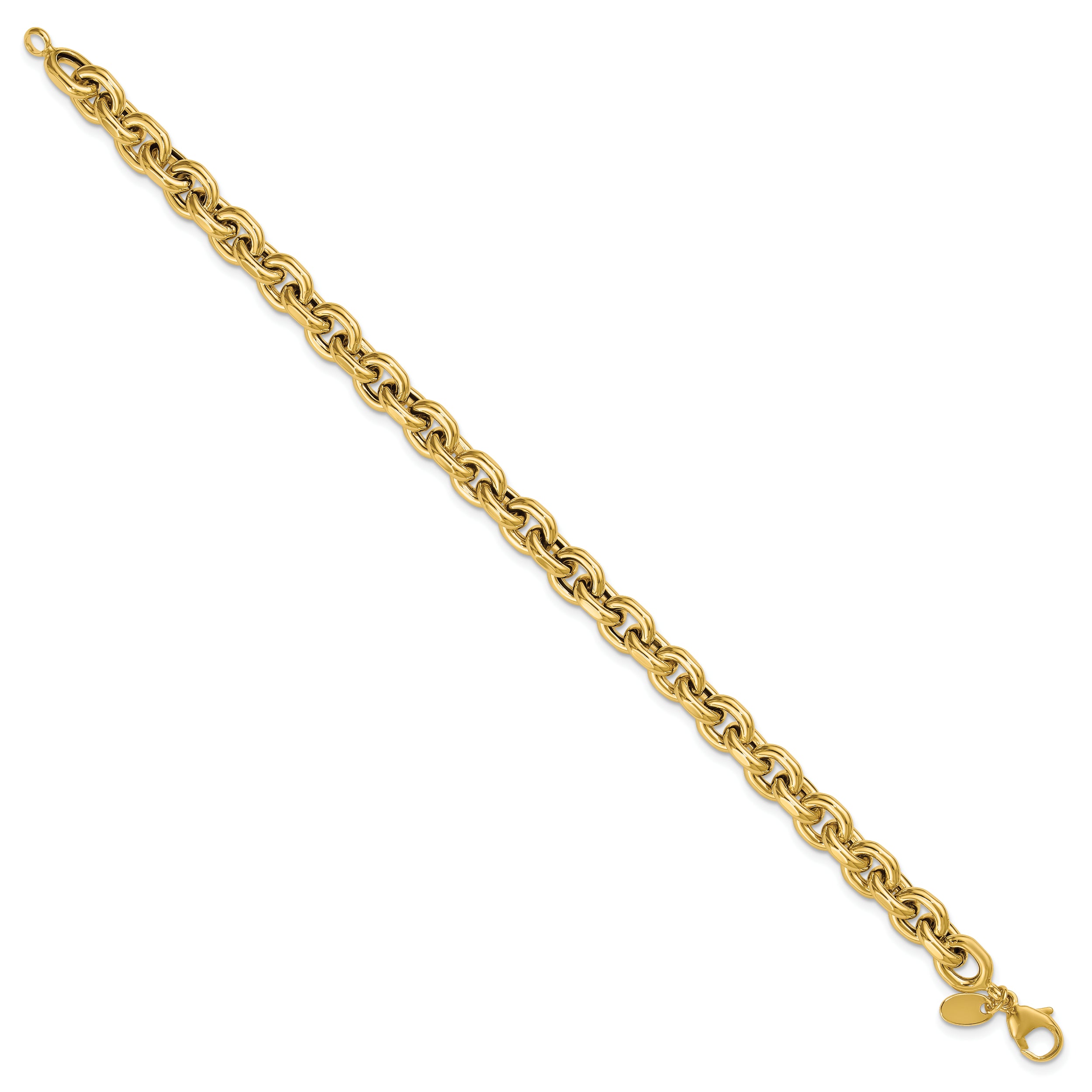 14K Polished 6.5mm Flat Edge Cable Link Bracelet