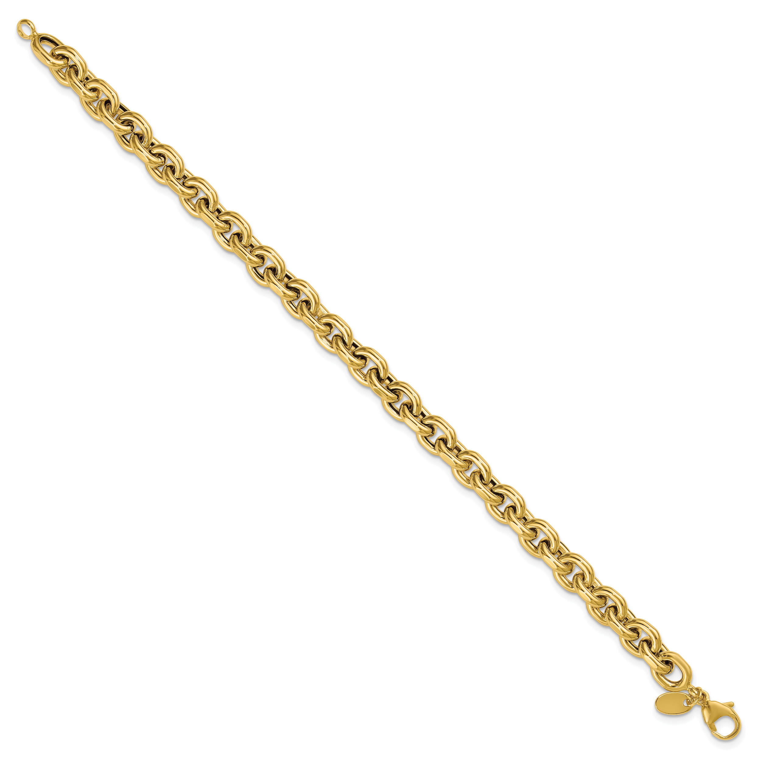 14K Polished 6.5mm Flat Edge Cable Link Bracelet