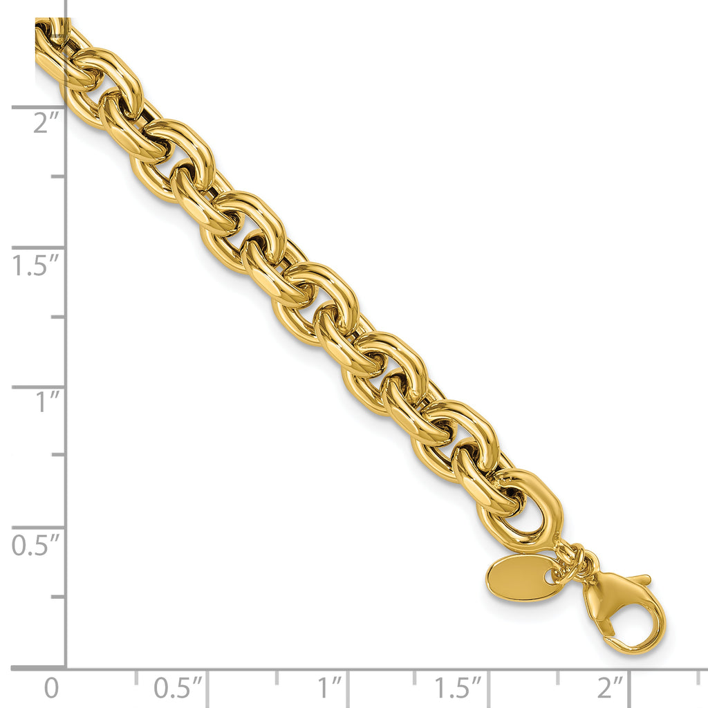 14K Polished 6.5mm Flat Edge Cable Link Bracelet