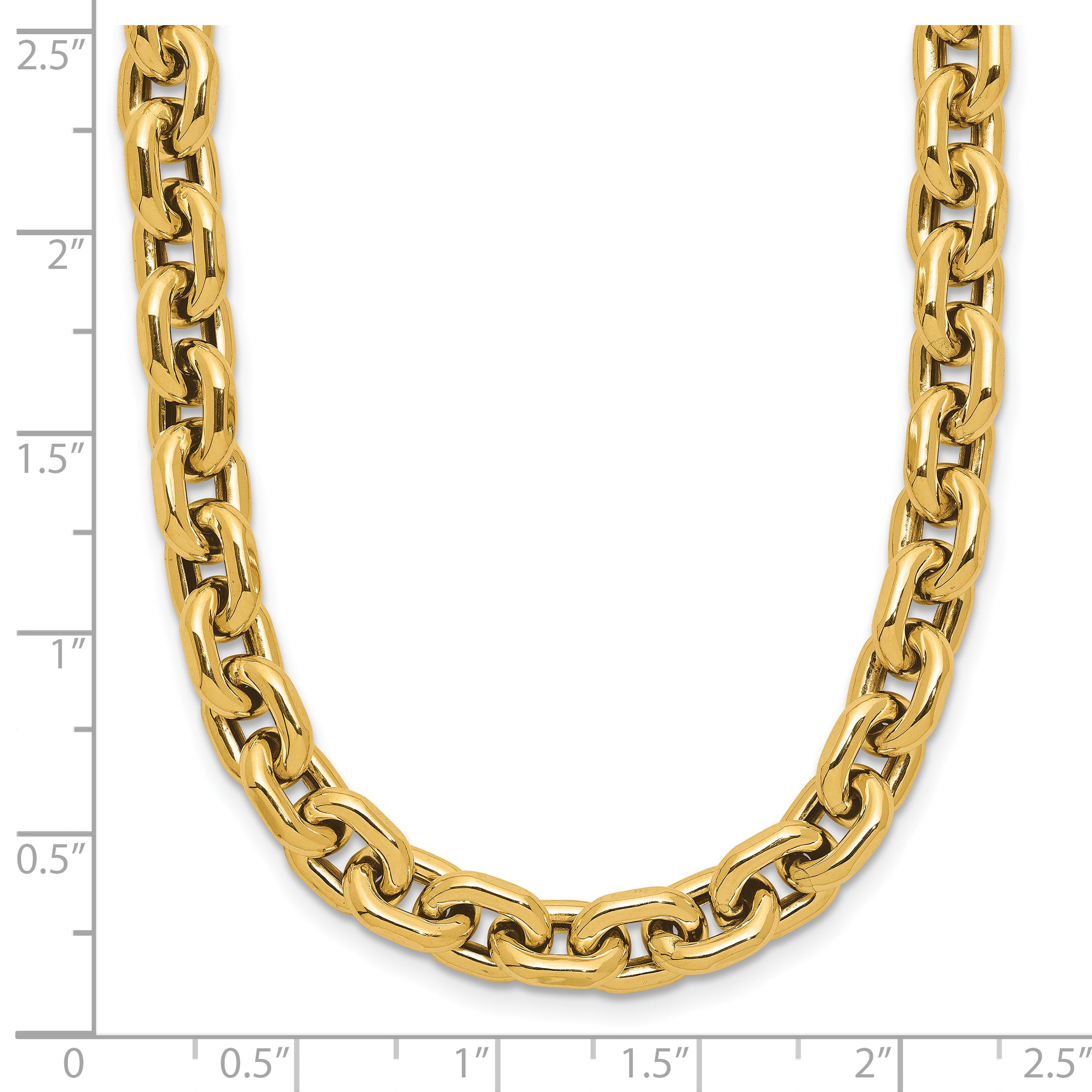 14K Polished 7.0mm Flat Edge Cable Link Necklace