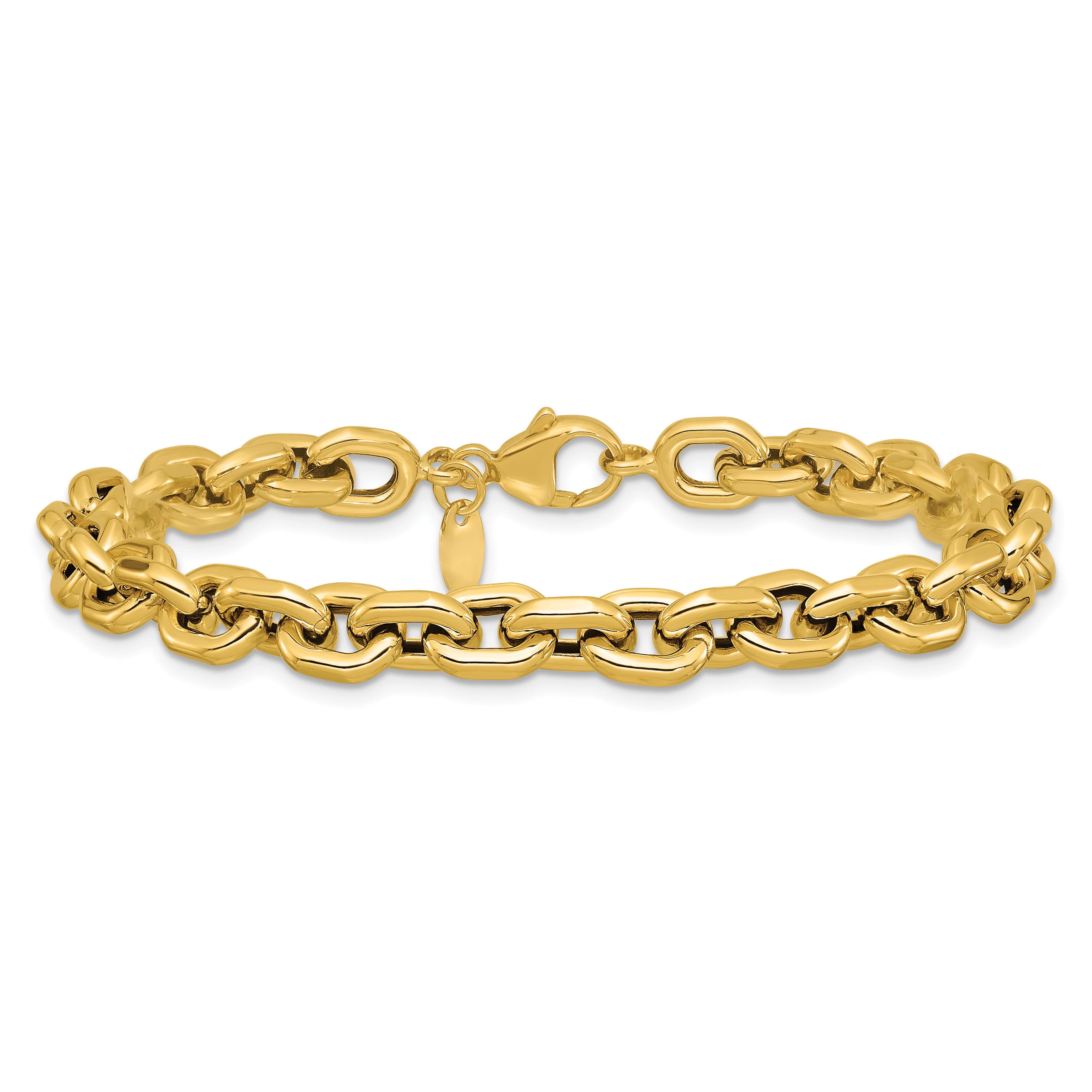 14K Polished 7.0mm Flat Edge Cable Link Bracelet