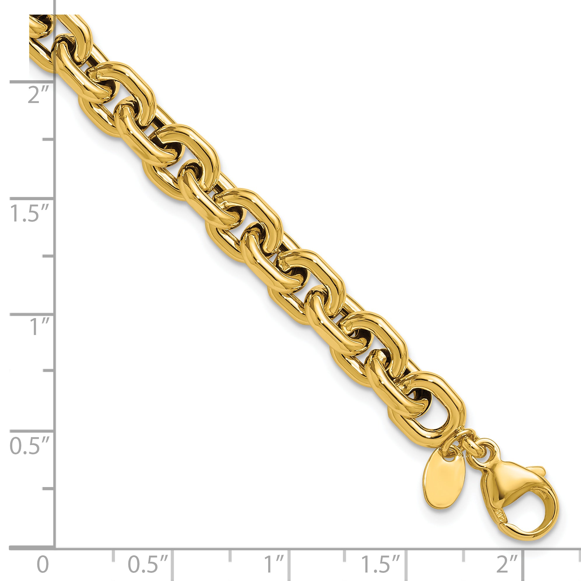 14K Polished 7.0mm Flat Edge Cable Link Bracelet