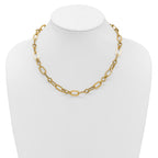 14K Polished and Textured Fancy Greek Key Link Necklace