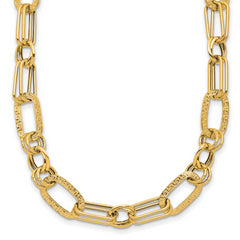 14K Polished and Textured Fancy Greek Key Link Necklace