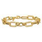 14K Polished and Textured Fancy Greek Key Link Bracelet