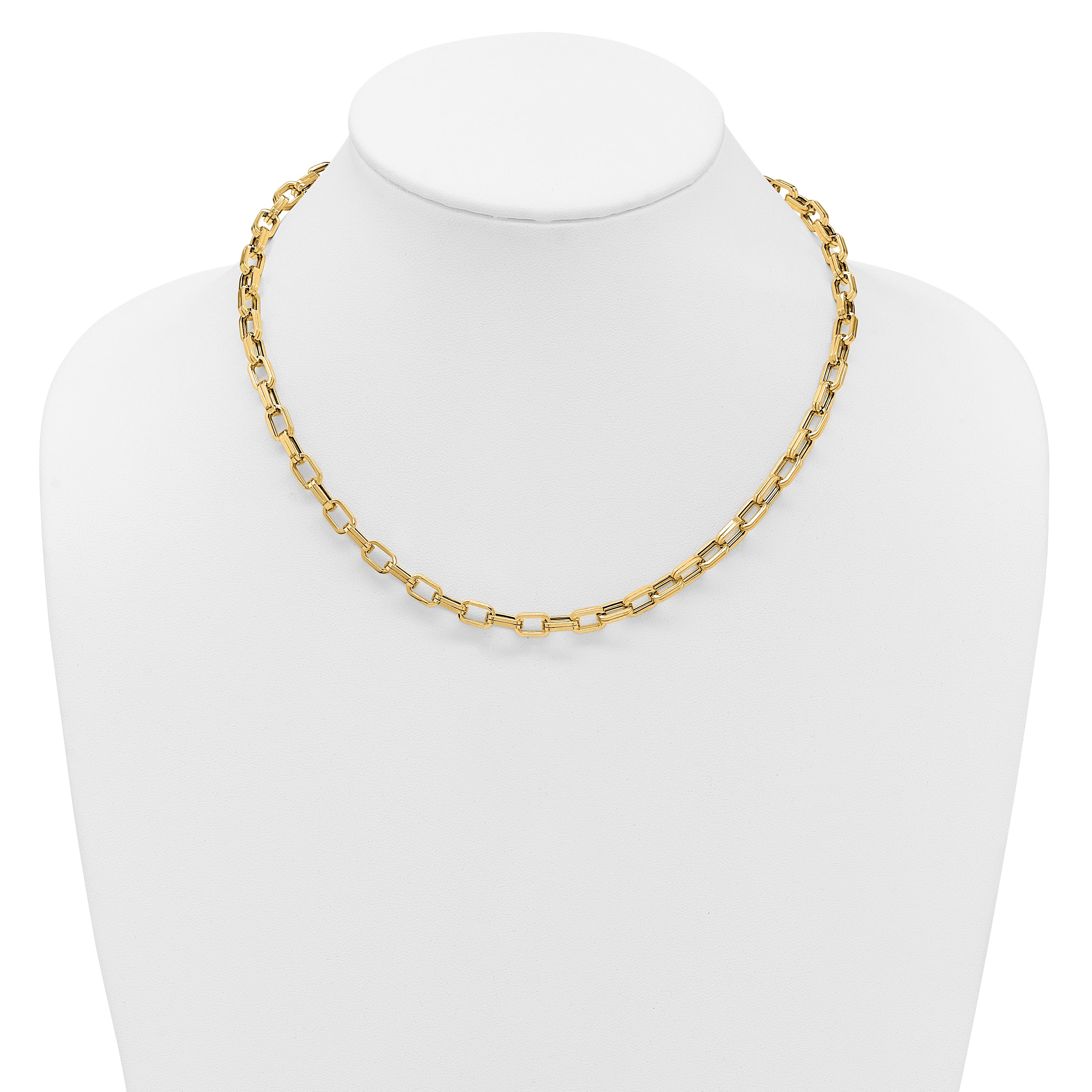 14K Polished 5.5mm Fancy Oval Link Necklace