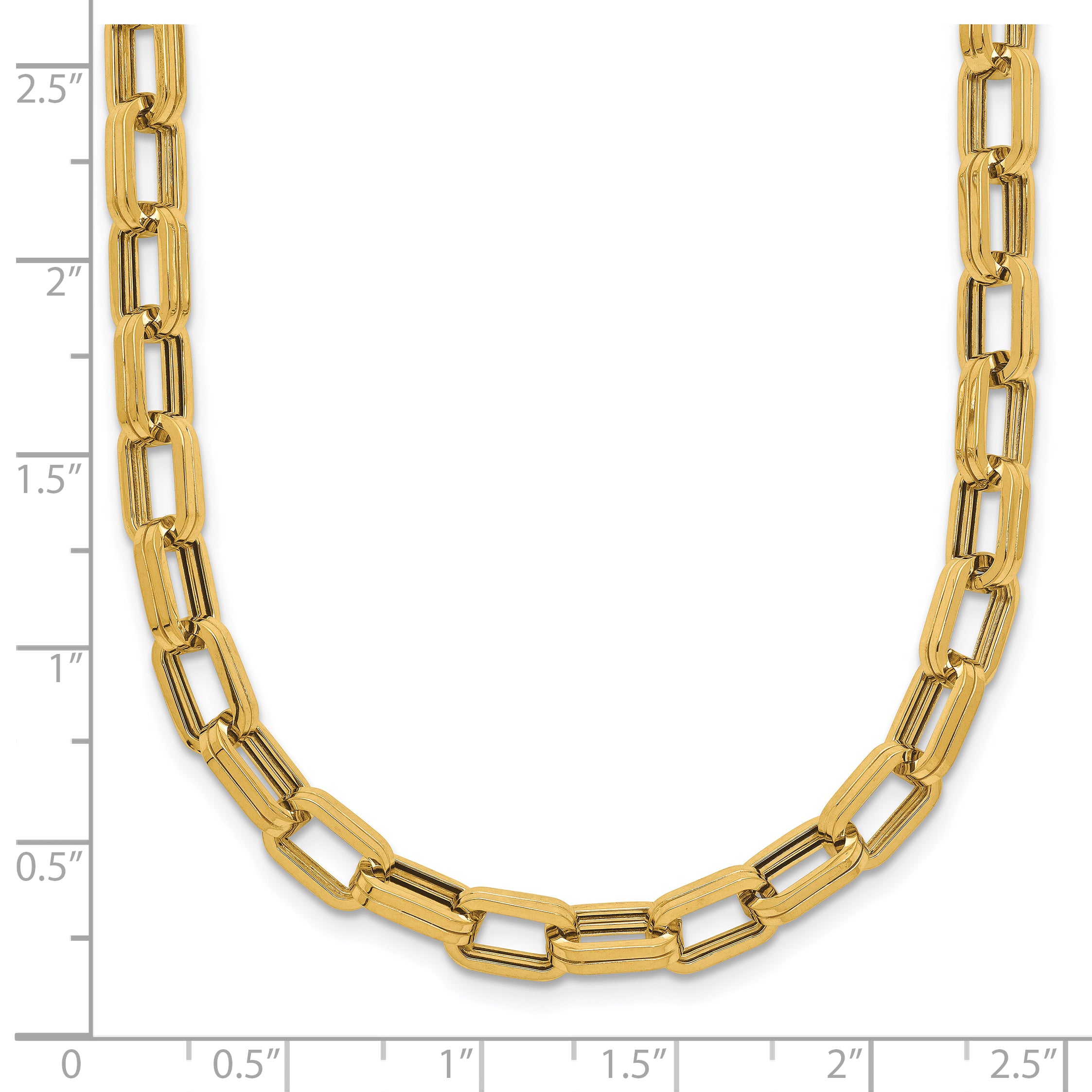 14K Polished 5.5mm Fancy Oval Link Necklace