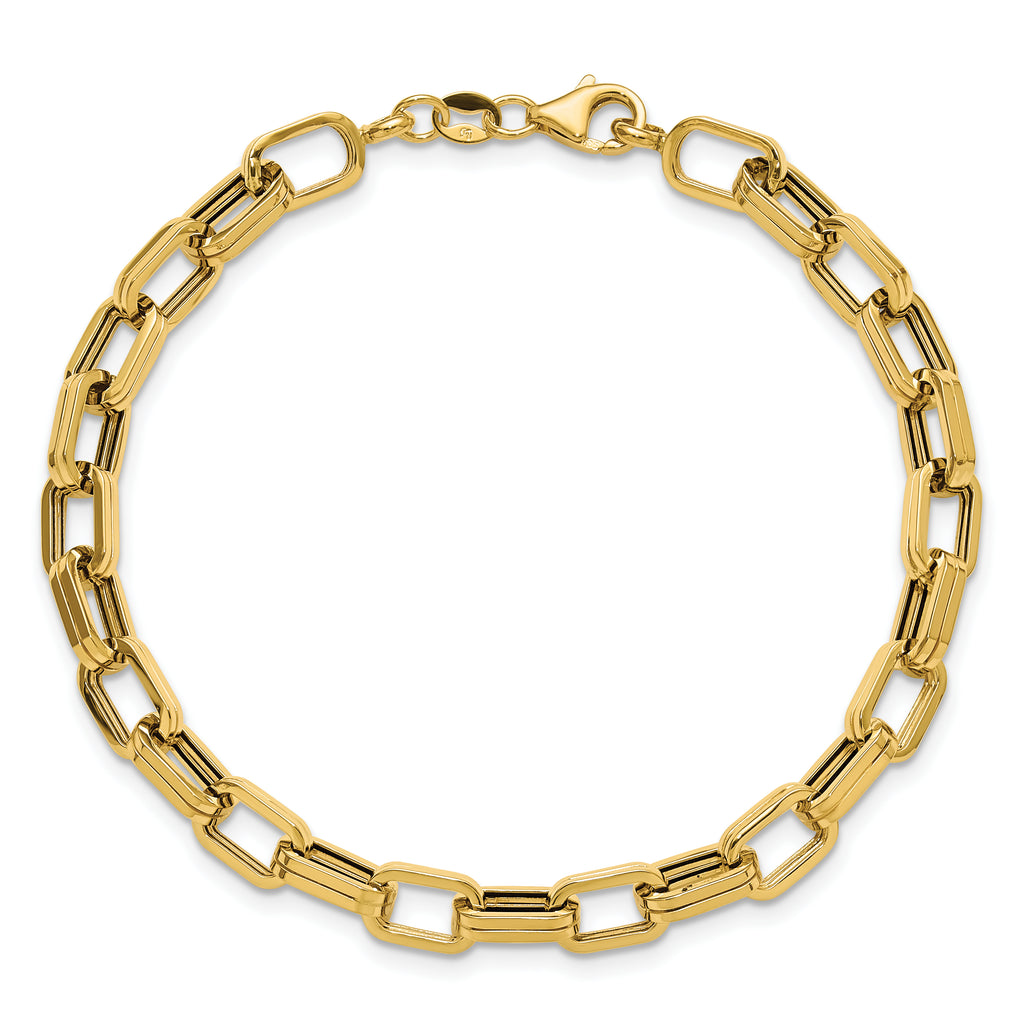 14K Polished 5.5mm Fancy Oval Link Bracelet
