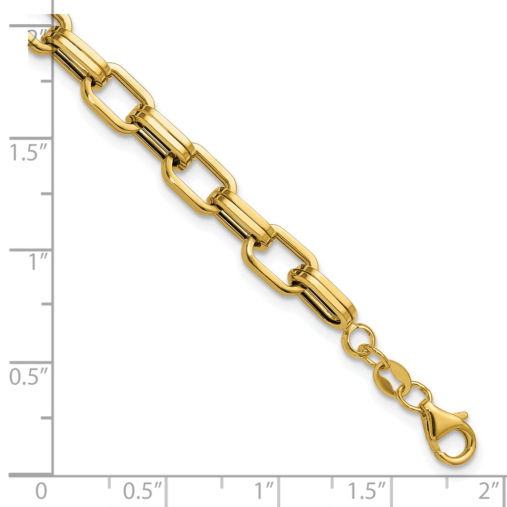 14K Polished 5.5mm Fancy Oval Link Bracelet