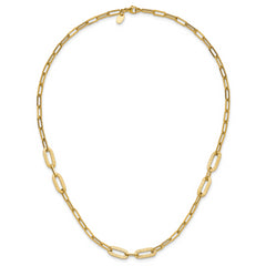 14K Polished Textured Greek Key Paperclip Link Necklace