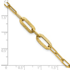 14K Polished Textured Greek Key Paperclip Link Bracelet