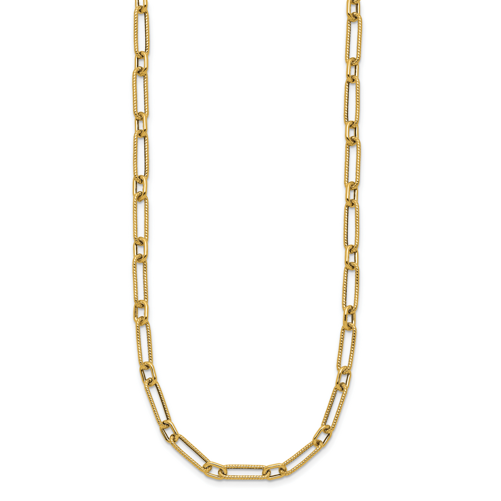 14K Polished and Textured 4.2mm Fancy Link Necklace