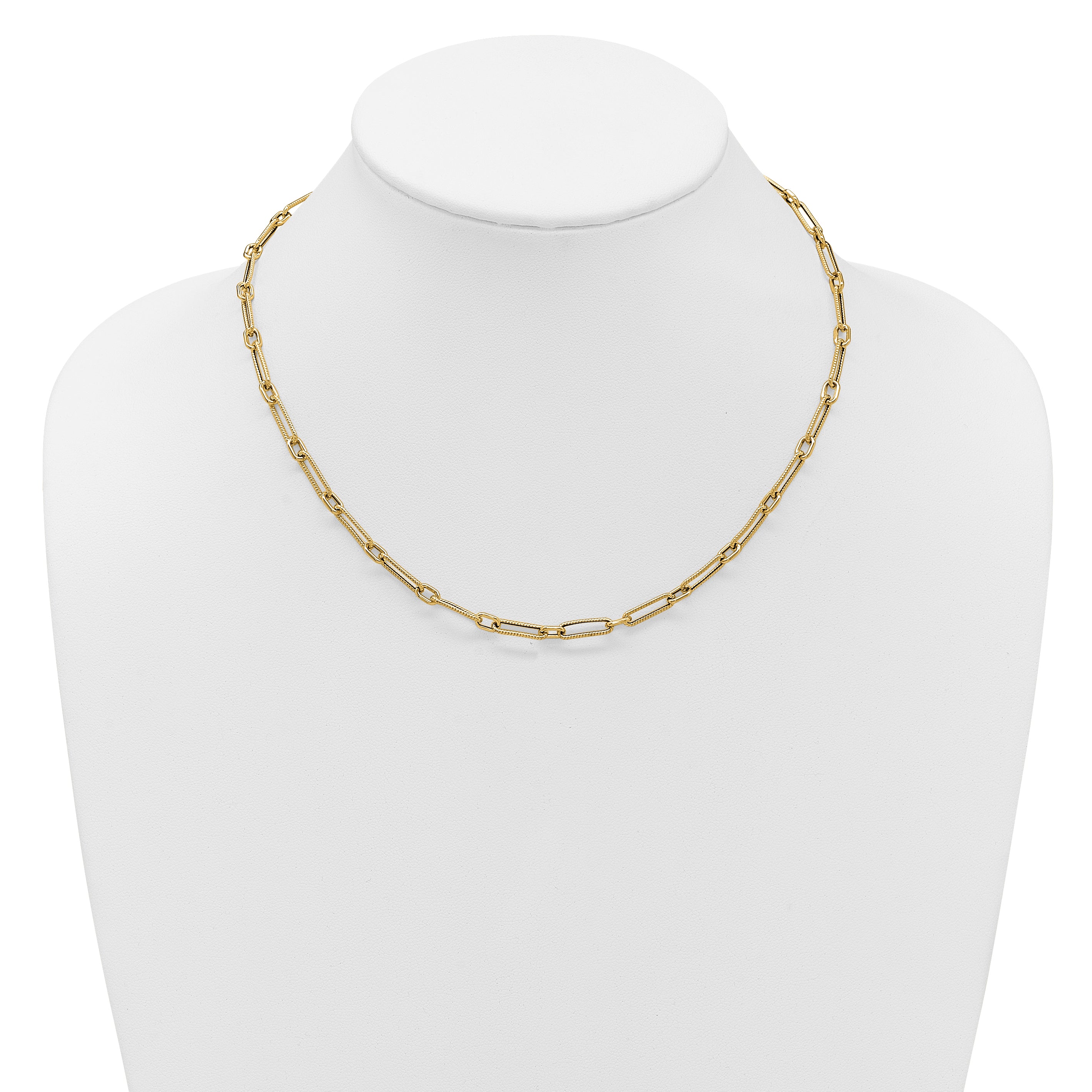 14K Polished and Textured 4.2mm Fancy Link Necklace