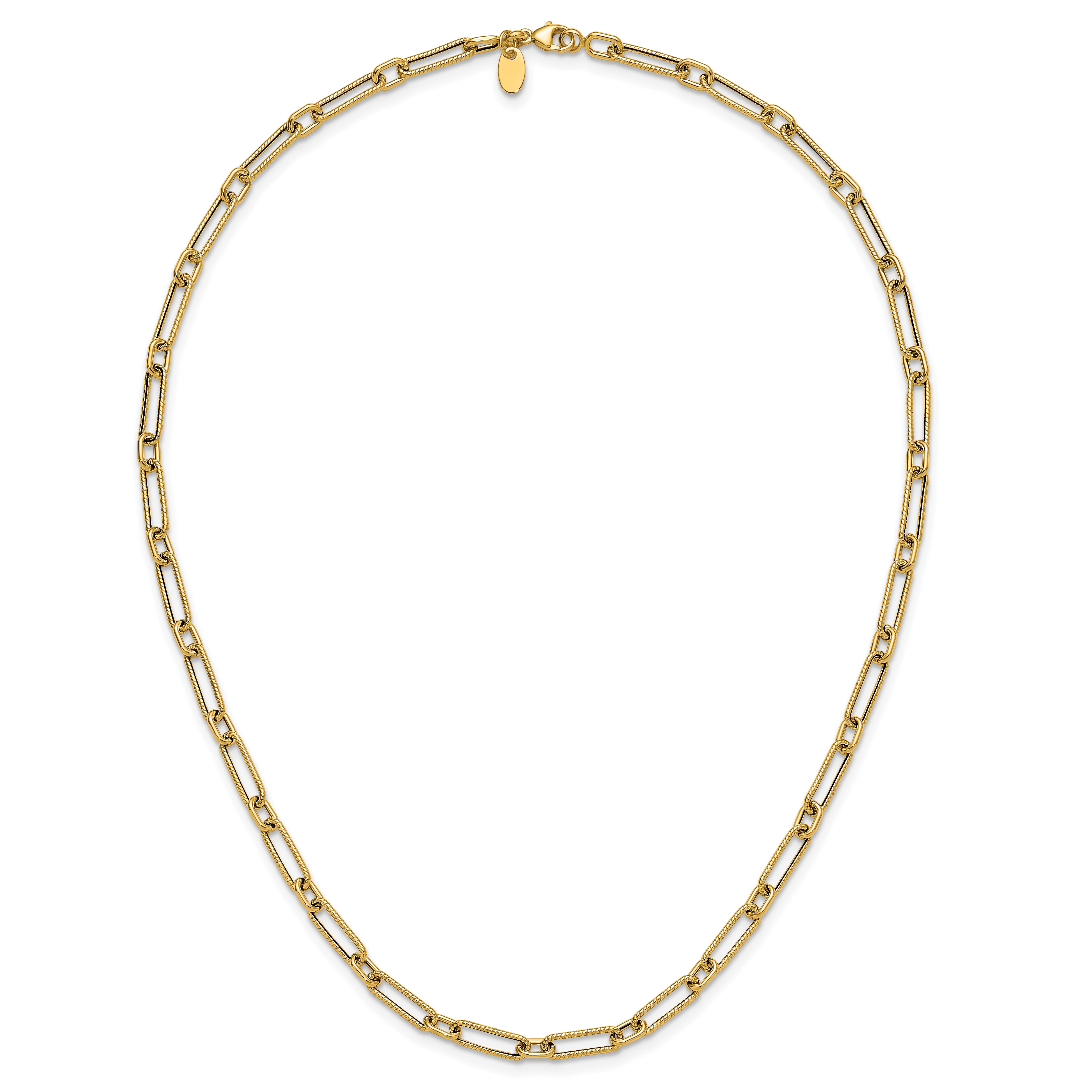 14K Polished and Textured 4.2mm Fancy Link Necklace