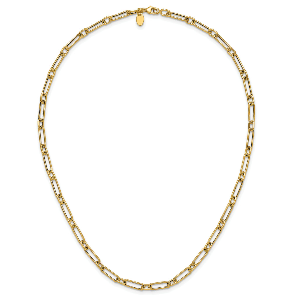 14K Polished and Textured 4.2mm Fancy Link Necklace