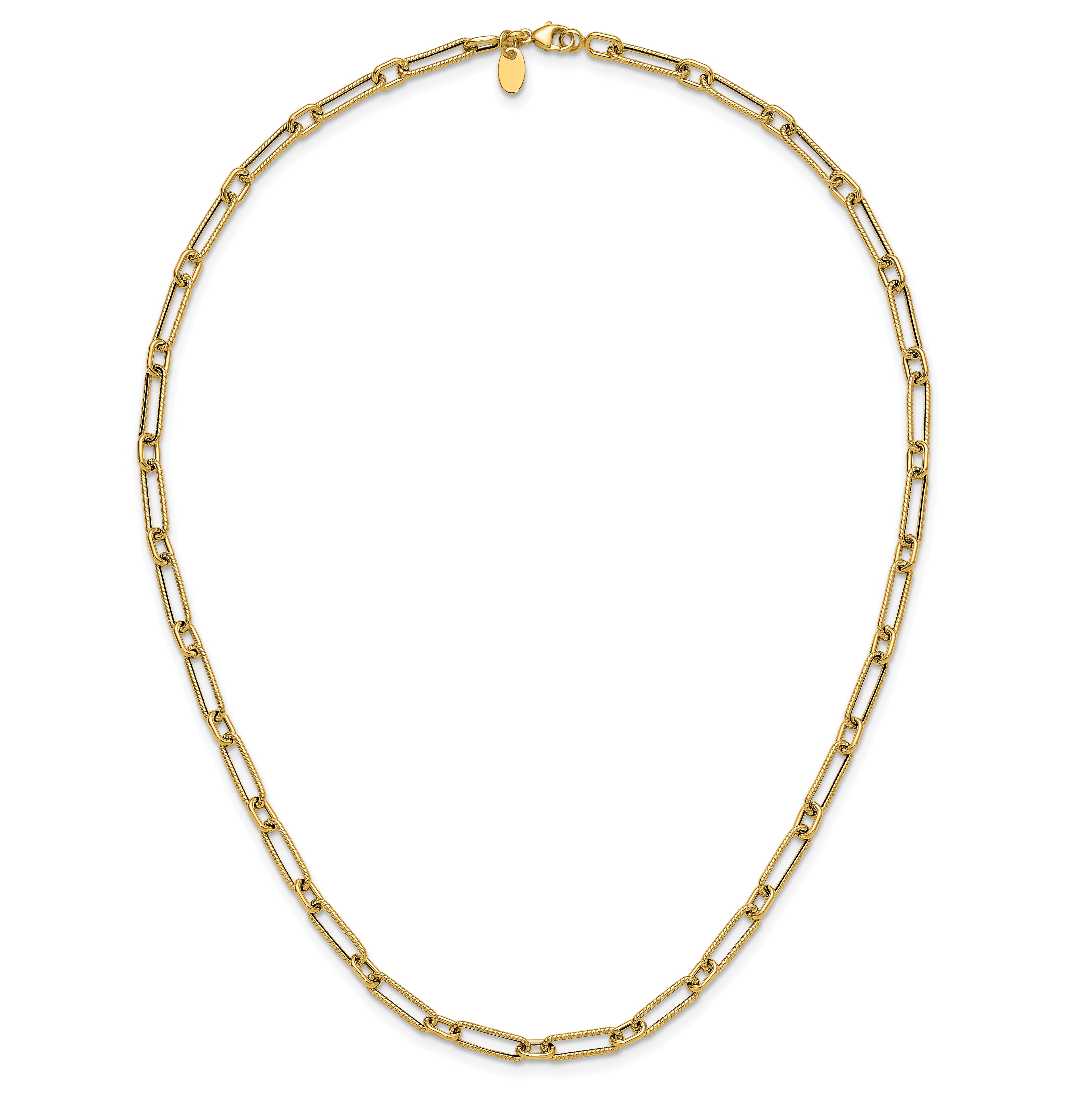 14K Polished and Textured 4.2mm Fancy Link Necklace