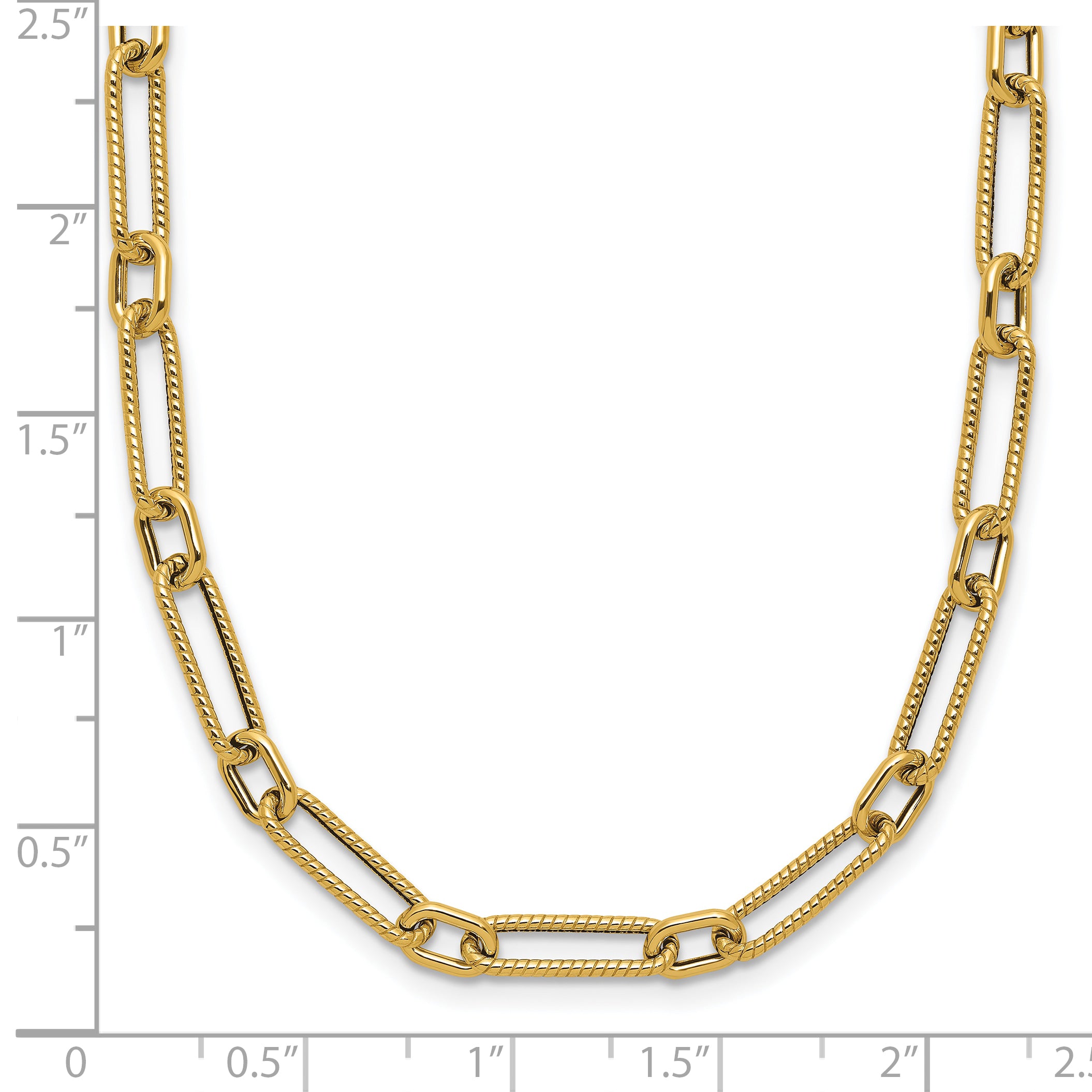 14K Polished and Textured 4.2mm Fancy Link Necklace