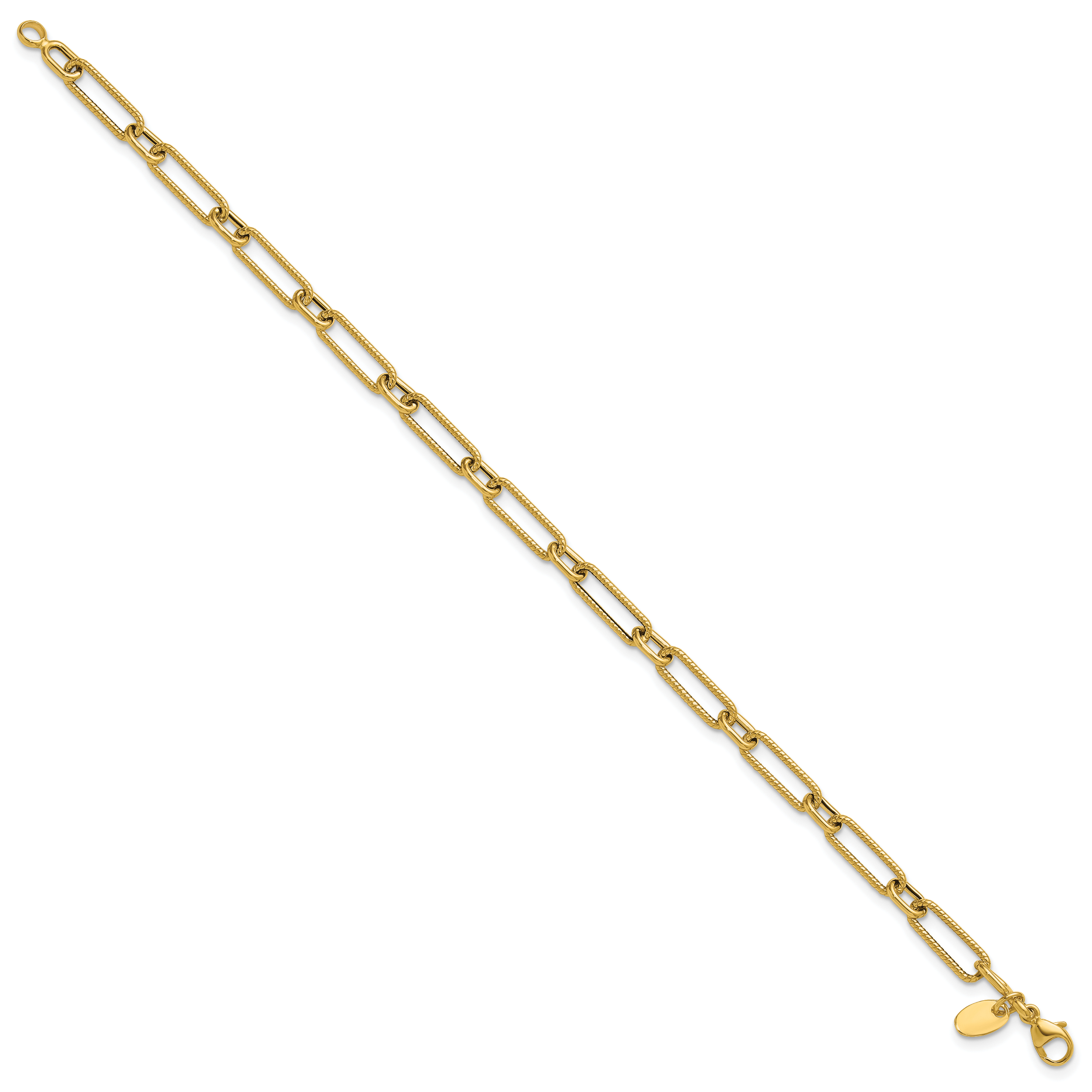 14K Polished and Textured 4.2mm Fancy Link Bracelet Secondary image