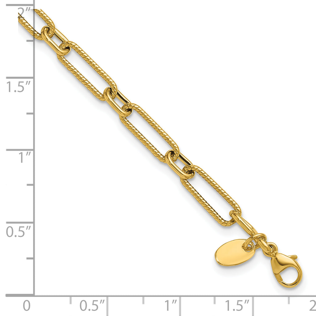 14K Polished and Textured 4.2mm Fancy Link Bracelet