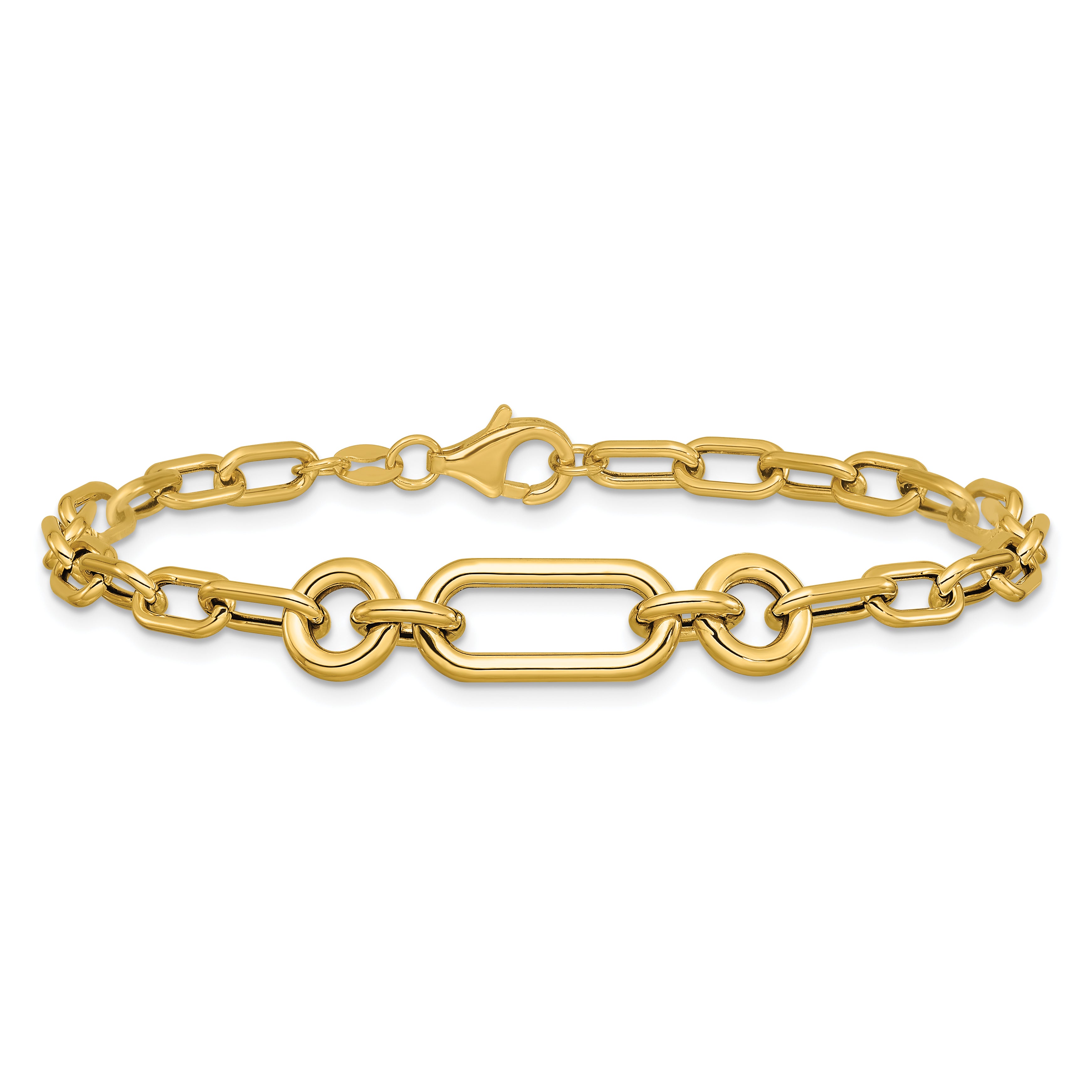 14K Polished Fancy Mixed Link Bracelet