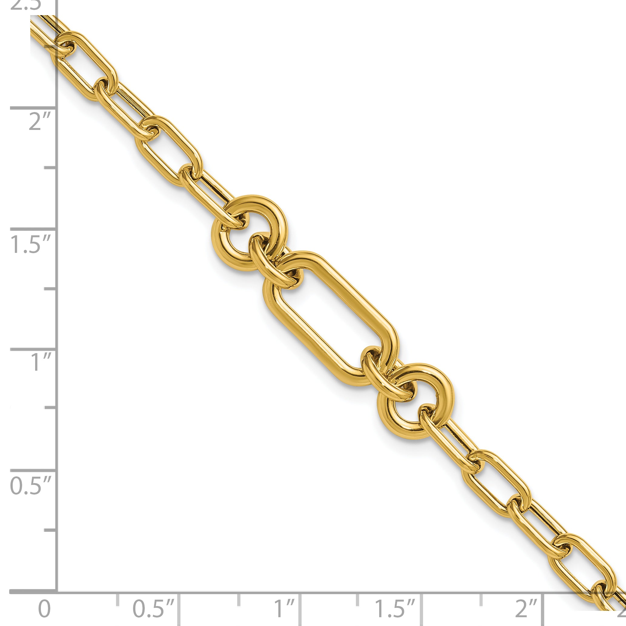 14K Polished Fancy Mixed Link Bracelet