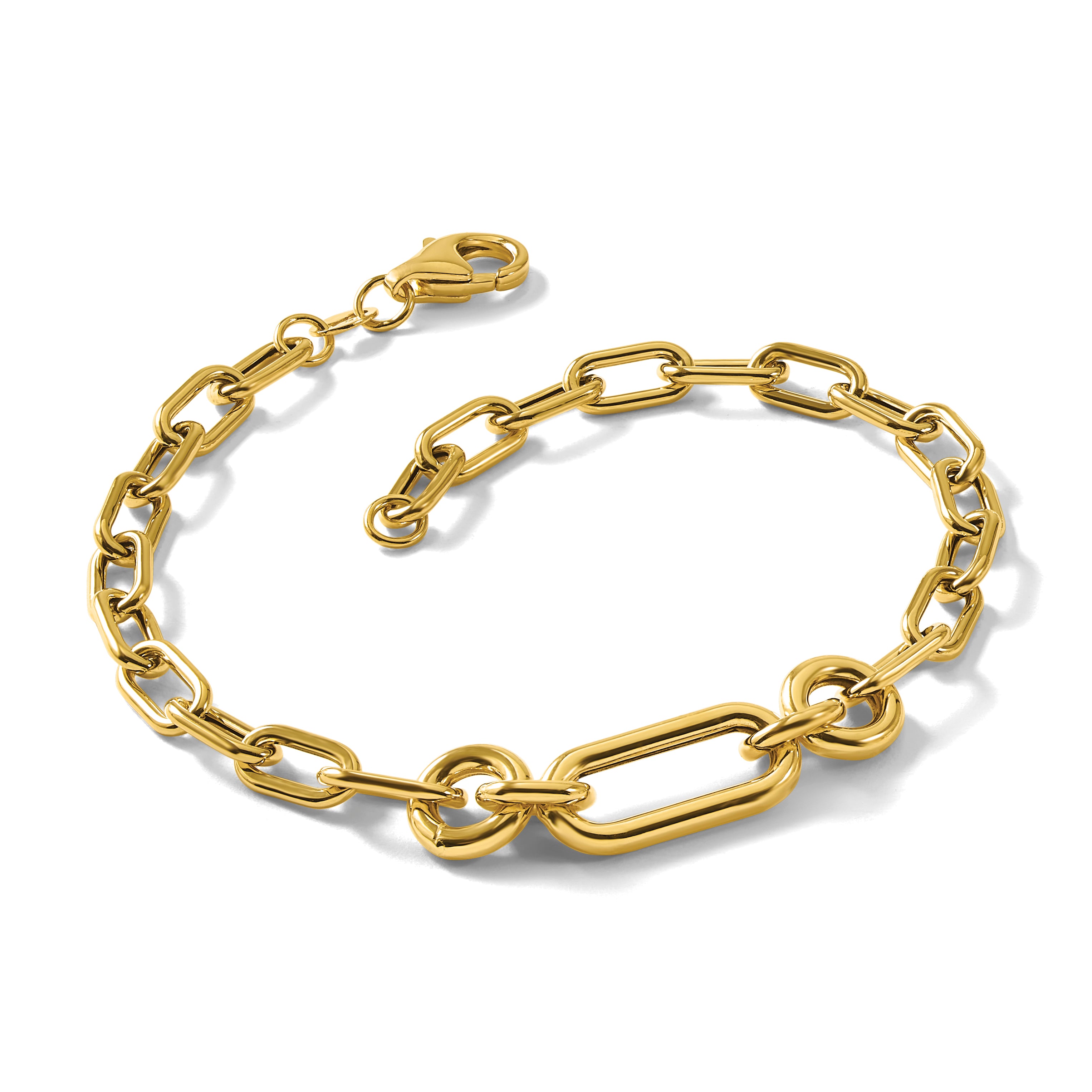 14K Polished Fancy Mixed Link Bracelet